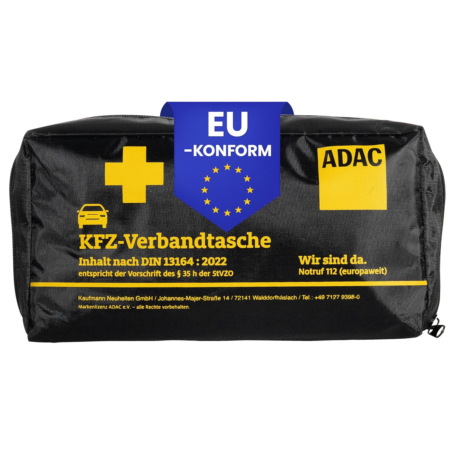 ADAC Erste-Hilfe-Set – Kfz-Verbandkasten 2025 StVZO-konform – Praktisches Erste-Hilfe-Set KFZ nach DIN 13164:2022 – Notfalltasche für PKW & LKW mit Masken – Kompakt & platzsparend