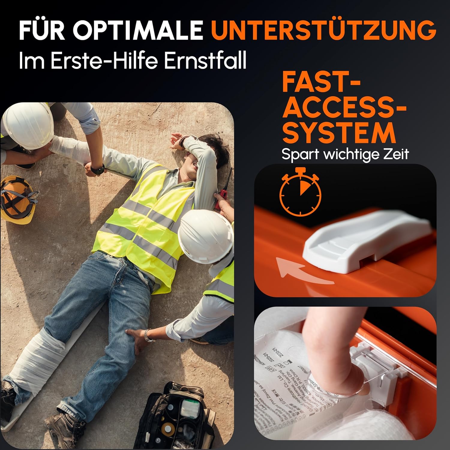 Erste-Hilfe-Koffer nach aktueller Sicherheitsnorm 2026 (DIN 13157:2021) | Inklusive Wandhalterung, 5 x Aufkleber & Siegel – Erste-Hilfe-Set-Betrieb – Erste-Hilfe-Kasten für Gastronomie, Büro, Zuhause – Bild 5