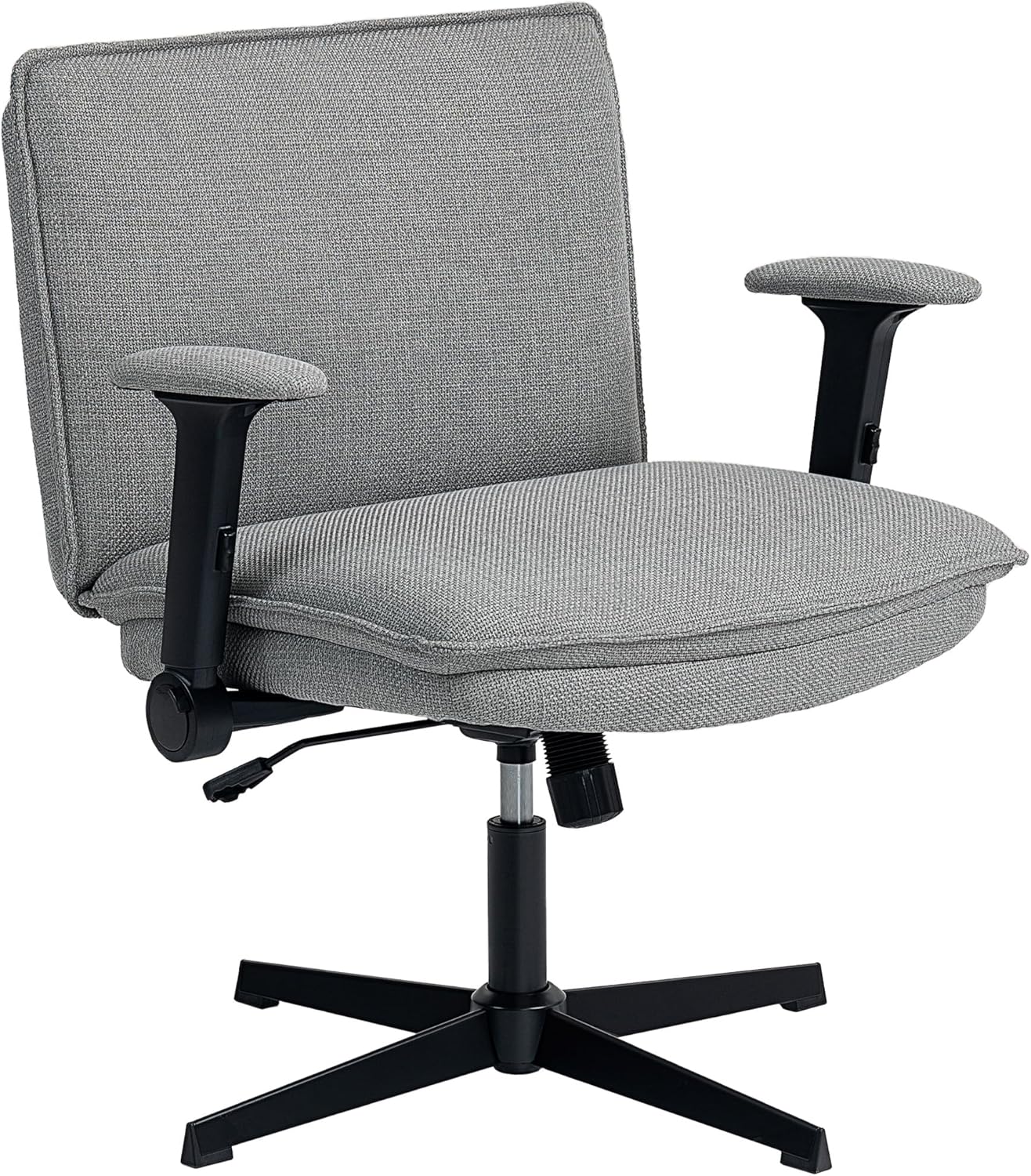 HOMCOM Bürostuhl, Schreibtischstuhl mit klappbaren Armlehnen, breite Sitzfläche, höhenverstellbar, maßgeschneiderter Sitz, Drehstuhl mit Leinenoptik, für Home Office, Grau