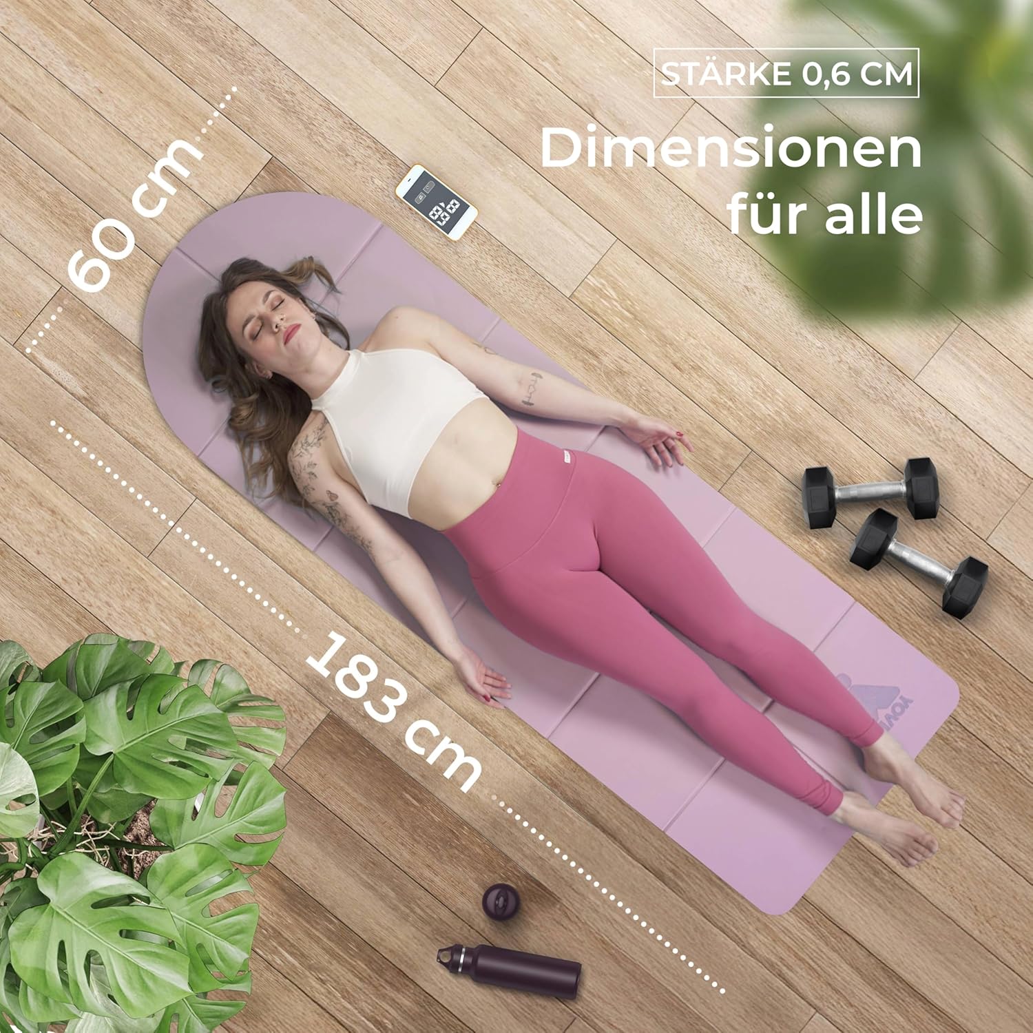 Faltbare Yogamatte, rutschfest und wasserdicht, 183 x 60 cm – Bild 4