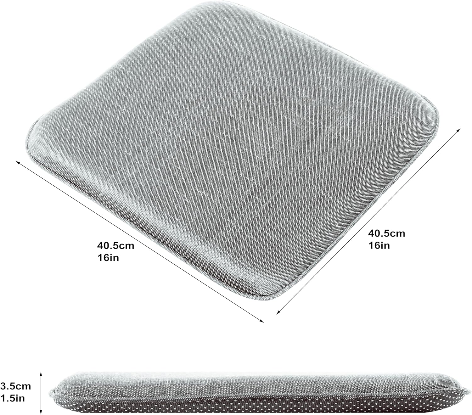 RACE LEAF 40,5 x 40,5 cm, Set mit 4 rutschfesten Sitzkissen aus Memory-Schaum, Stuhlkissen, Bodenkissen, wasserdichte Oberfläche, rutschfeste Unterseite, für den Innen- und Außenbereich, hellgrau – Bild 3