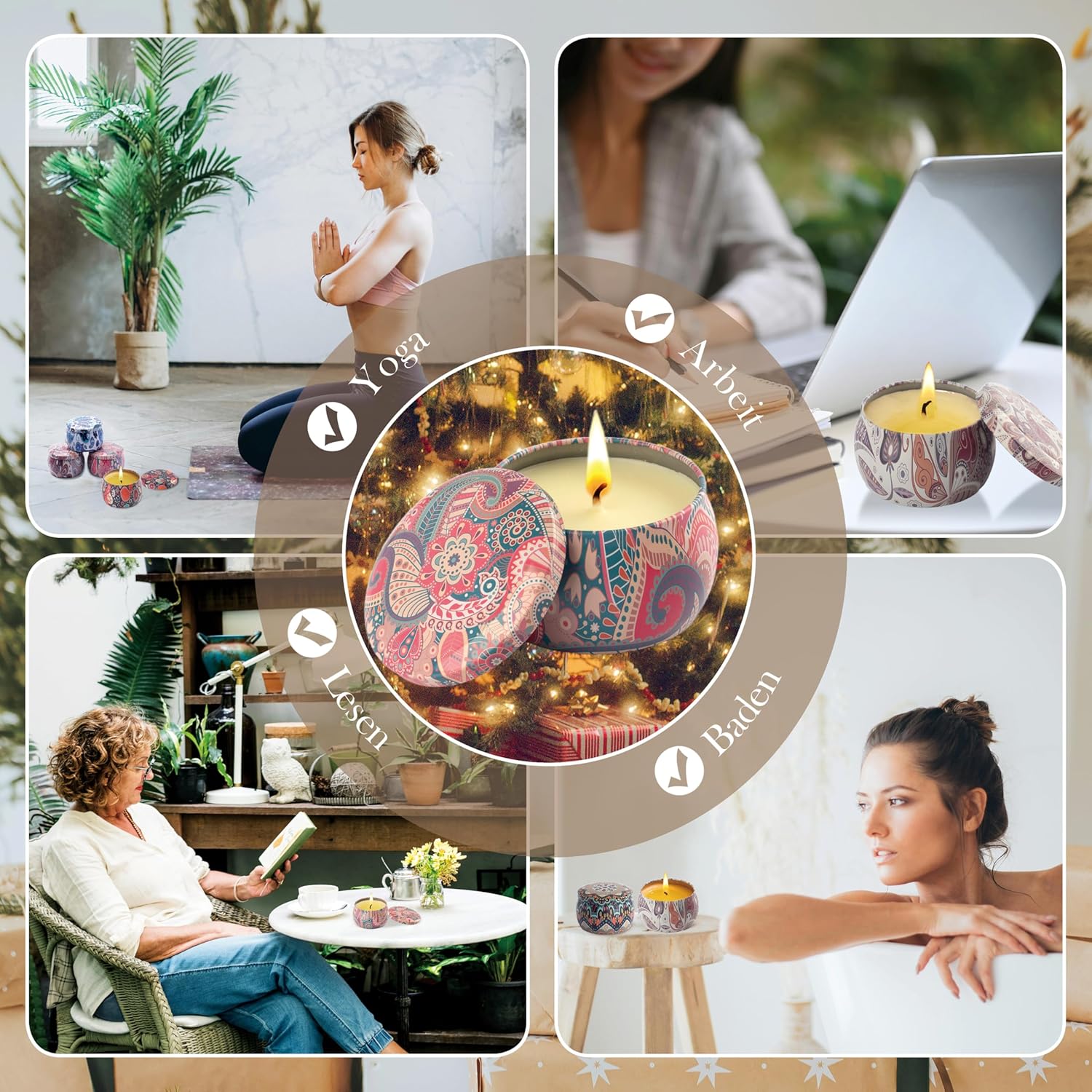 Duftkerzen-Geschenkset, Duftkerzen-Set – Geschenke, Kerze, Geschenkkerzen-Set, Weihnachten, kleine Weihnachtsgeschenke, Kerzen in Dosen mit Deckel für Frauen, Damen, Kollegen, Geschenk, 4 Stück – Bild 5