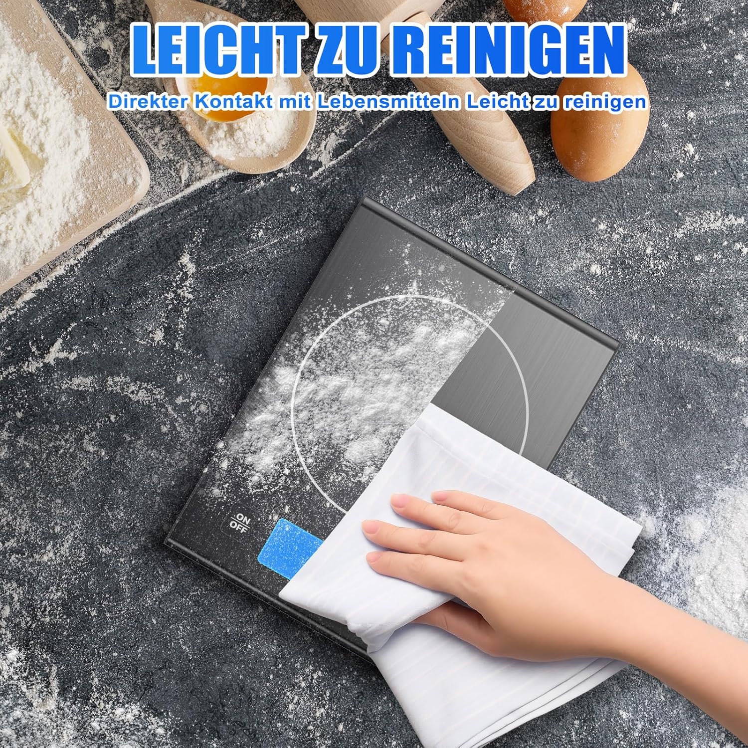 Diyife Schwarze 15-kg-Küchenwaage aus hochwertigem 304-Stahl, Dual-Power-Digitalwaage mit Typ-C-Ladung und Batteriebetrieb, LED-Anzeige mit hellen Zahlen, Tara-Funktion – Bild 5