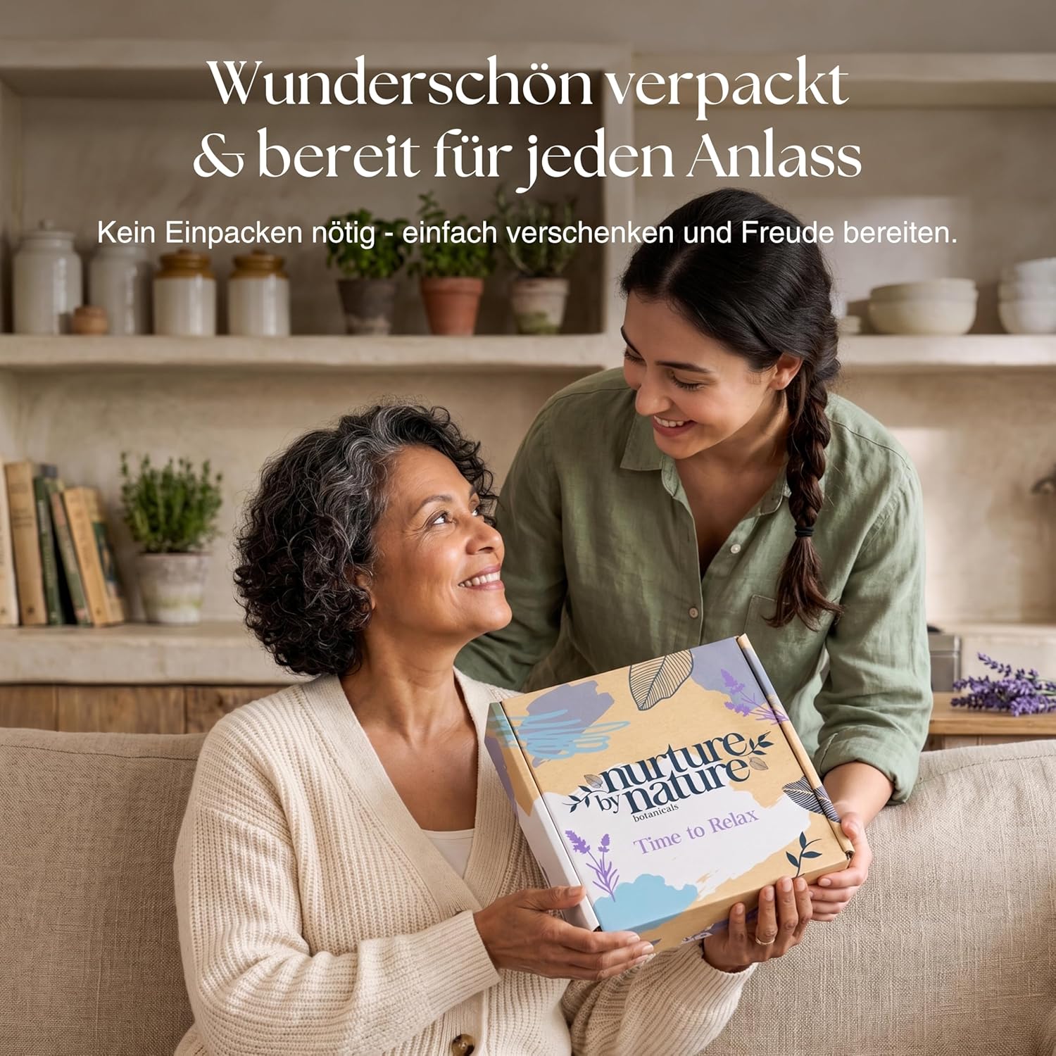 Nurture by Nature Relax & Calm Verwöhnendes Spa-Geschenkset, Badeset, Lavendel, Badesalz, Aromatherapie, Seife, Badebomben, Kerze und mehr, Geschenk für Frauen, Sie – Bild 8