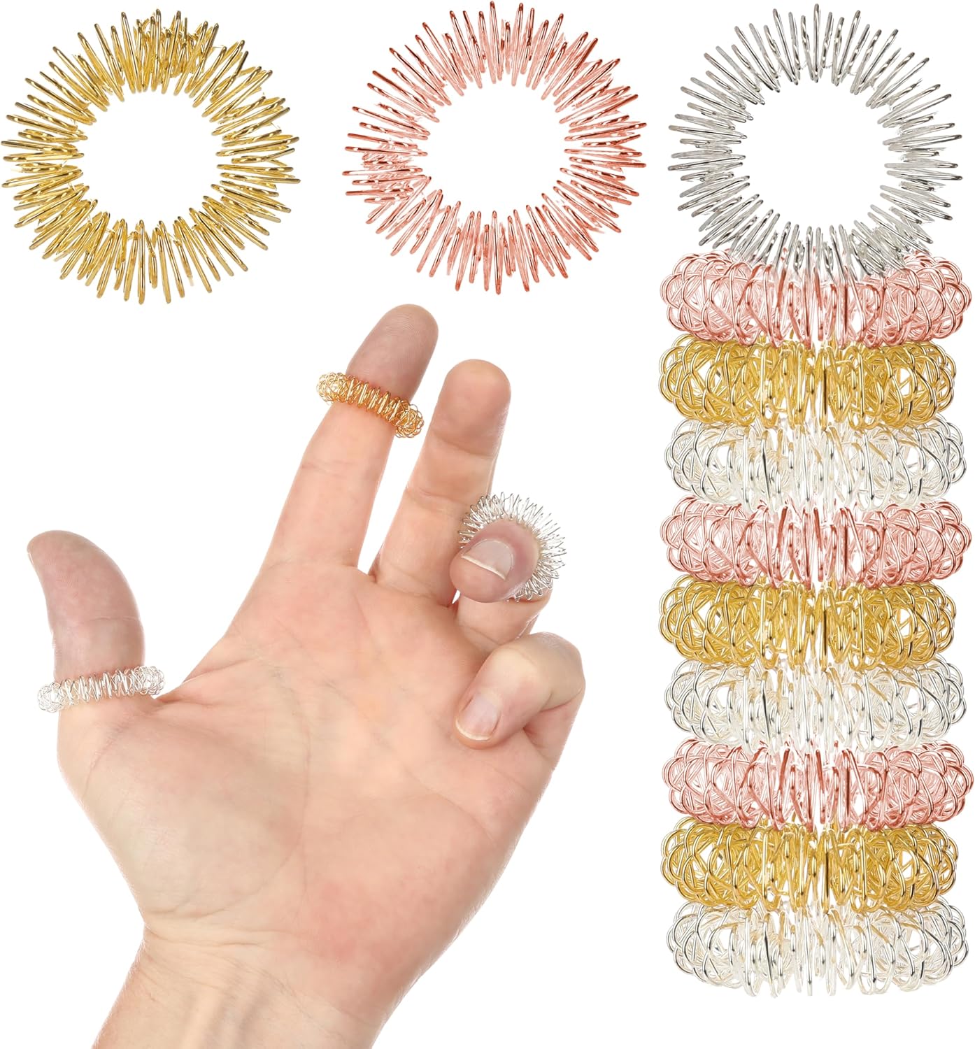 Nordstern Akupressurringe 10 Stück – Anti-Stress-Massageringe für Finger – Hilfsmittel zur Selbstmassage gegen Muskelverspannungen