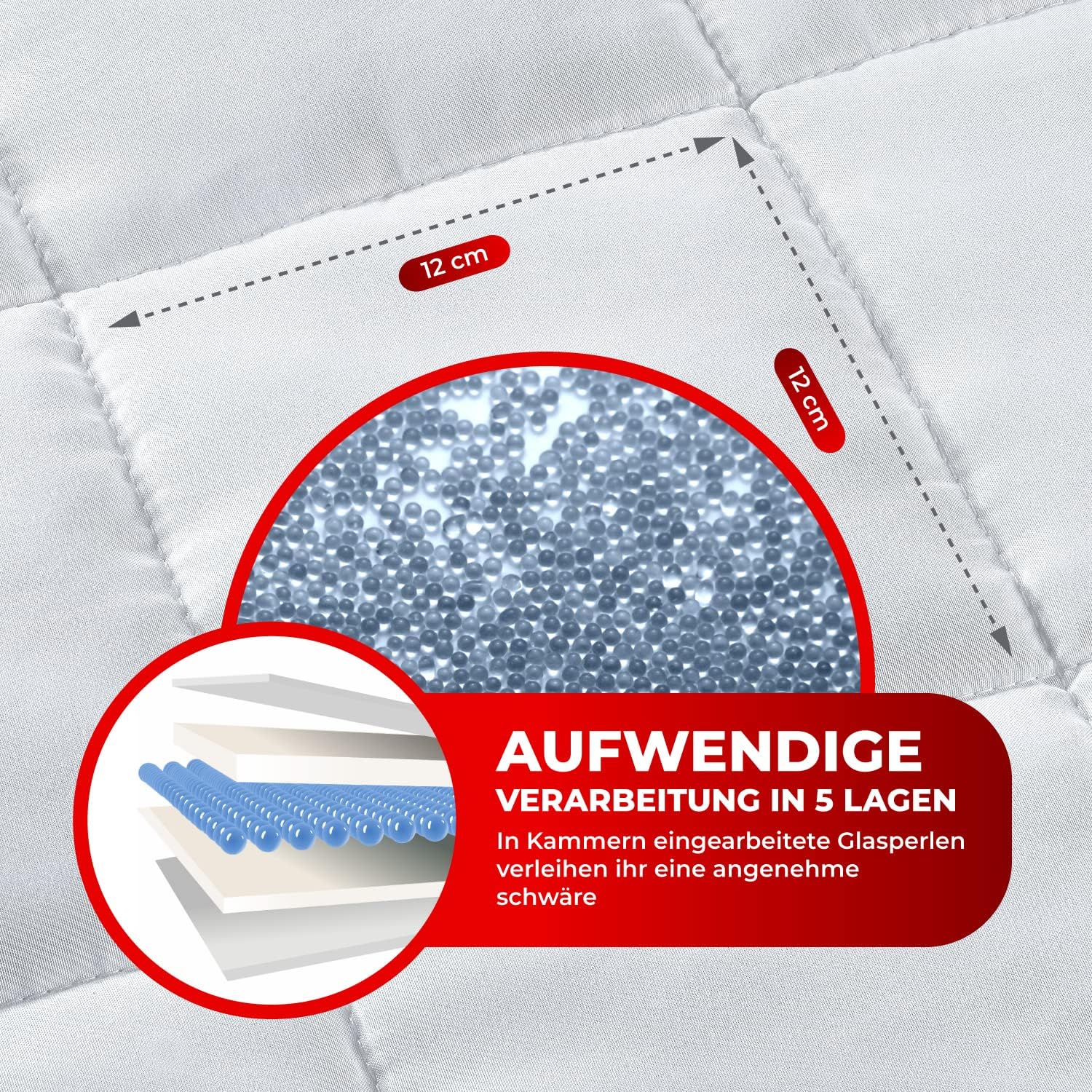 STERNKIND Gewichtsdecke 135 x 200 cm Therapiedecke – ca. 4 kg Gewichtsdecke, Gewichtsbettdecke, Entspannungsdecke, Gewichtsdecke für Erwachsene, mit Glasperlen, schwere Decke – Bild 5