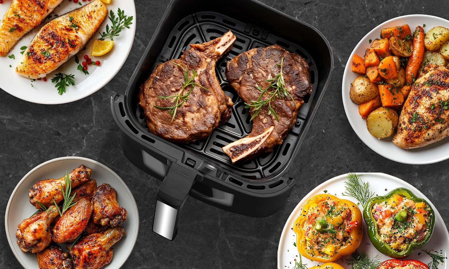 ELECTO – Heißluftfritteuse 8L Smart 2000W – App-Steuerung über WLAN – 8 Automatikprogramme – Antihaftbeschichtung – Gesunde fettfreie Zubereitung mit Rapid Air-Technologie – Schwarz – Bild 5