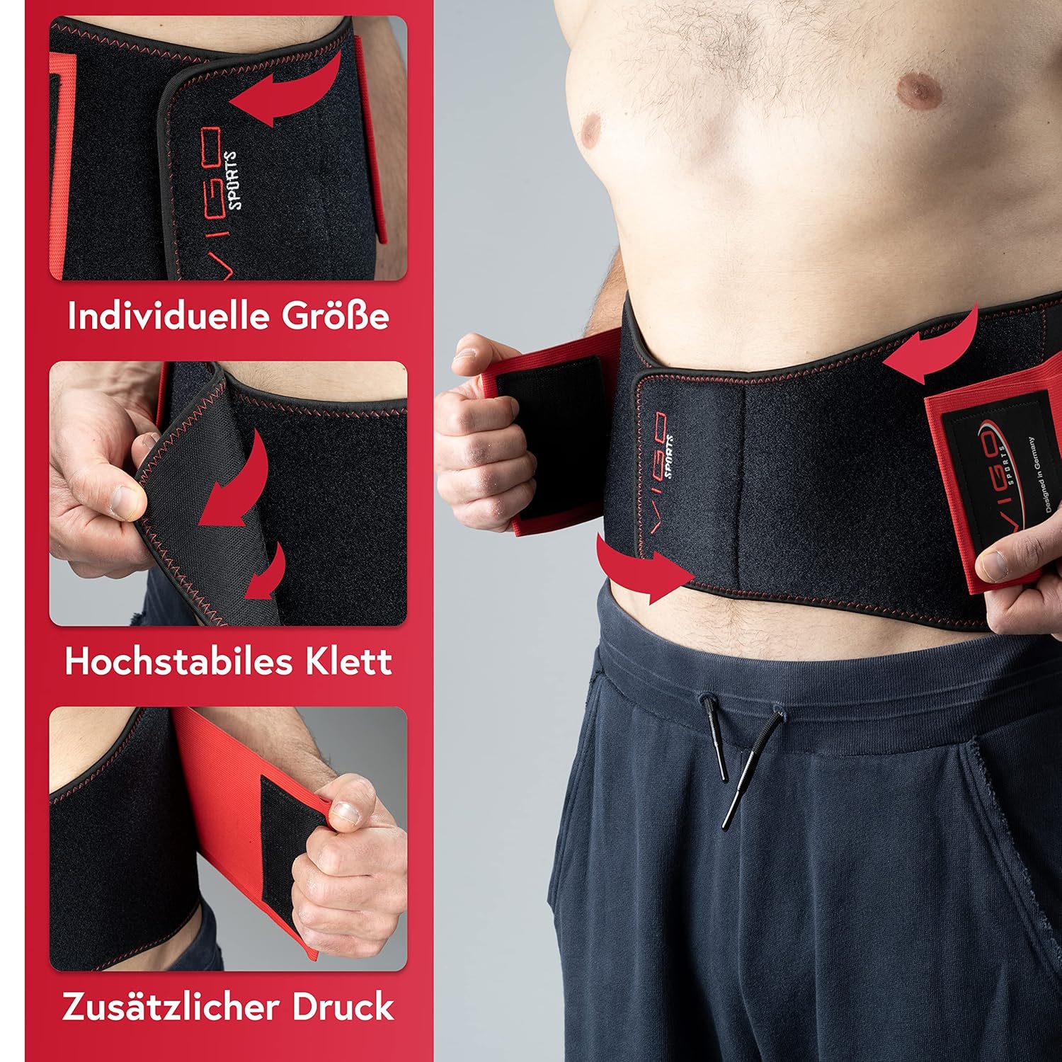 Vigo Sports Rückenbandage, maschinenwaschbar – Anti-Schweiß-Nierengürtel zur effektiven Rückenstabilisierung, Rückenstützgürtel für Damen und Herren, wärmender Lendenwirbelstützgürtel – Bild 2