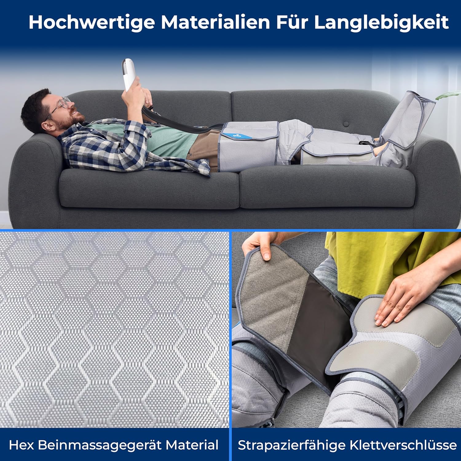 SereneLife Beinmassagegerät mit Wärme und Luftkompression – für Waden, Knie und Füße, 6 Modi, 3 Intensitäten, 3 Wärmestufen, Vibration, für Durchblutung und Muskelentspannung, Geschenkidee – Bild 8
