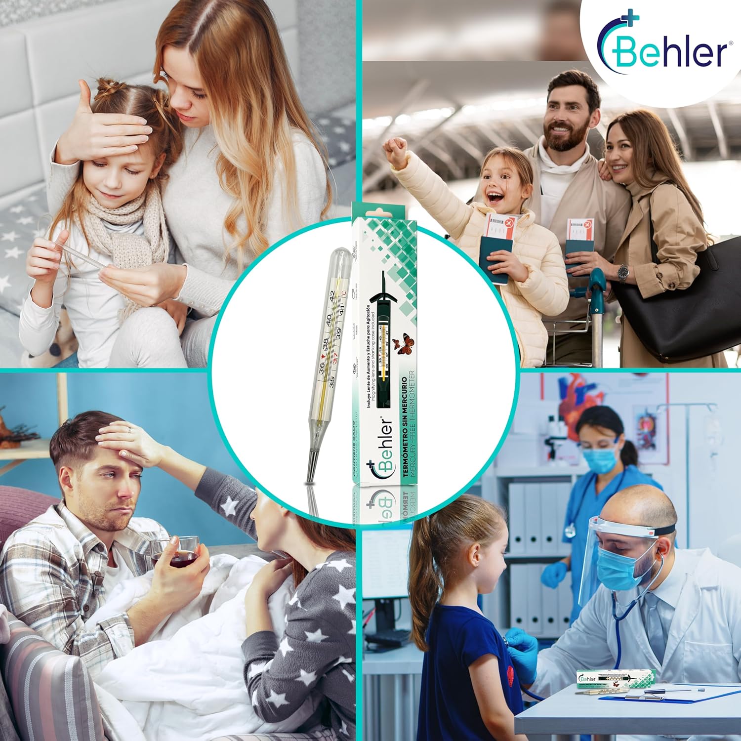 Behler – Analoges Fieberthermometer – sicher und präzise, quecksilberfrei – Thermometer – für Kinder und Erwachsene – mit Lupe und Schütteletui – für den Heim- und Klinikgebrauch – Bild 6