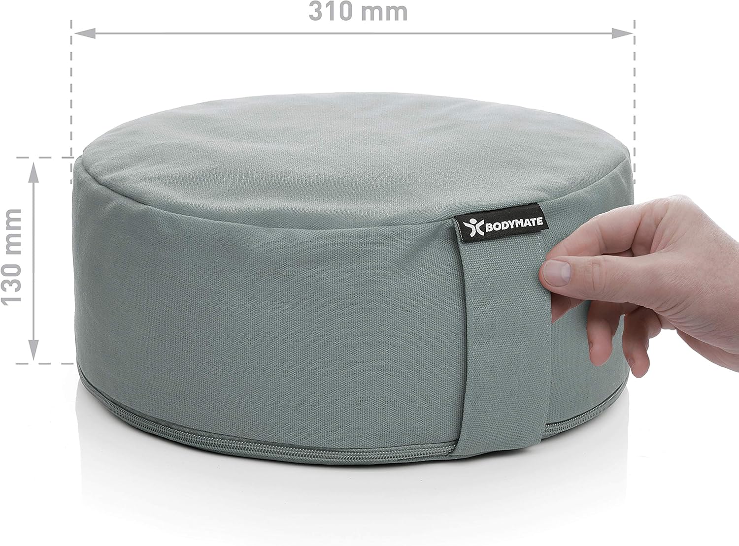 BODYMATE rundes Yogakissen 31cm Durchmesser 13cm hoch mit Buchweizenfellfüllung – maschinenwaschbarer Bezug aus 100% extra dicker Baumwolle – Meditationskissen – Sitzkissen – Bild 3