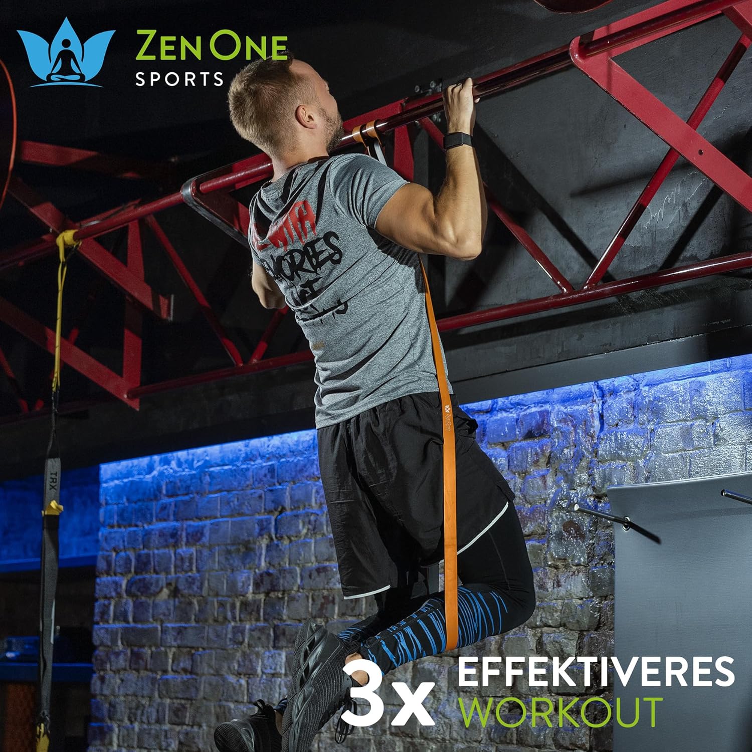 ZenOne Sports Widerstandsbänder aus Gummi I Widerstandsbänder in 6 Stärken – X-Light bis XX Heavy I Klimmzugband mit Workout-Anleitung – Ideal für Klimmzüge, Krafttraining & mehr I Klimmzugband – Bild 3