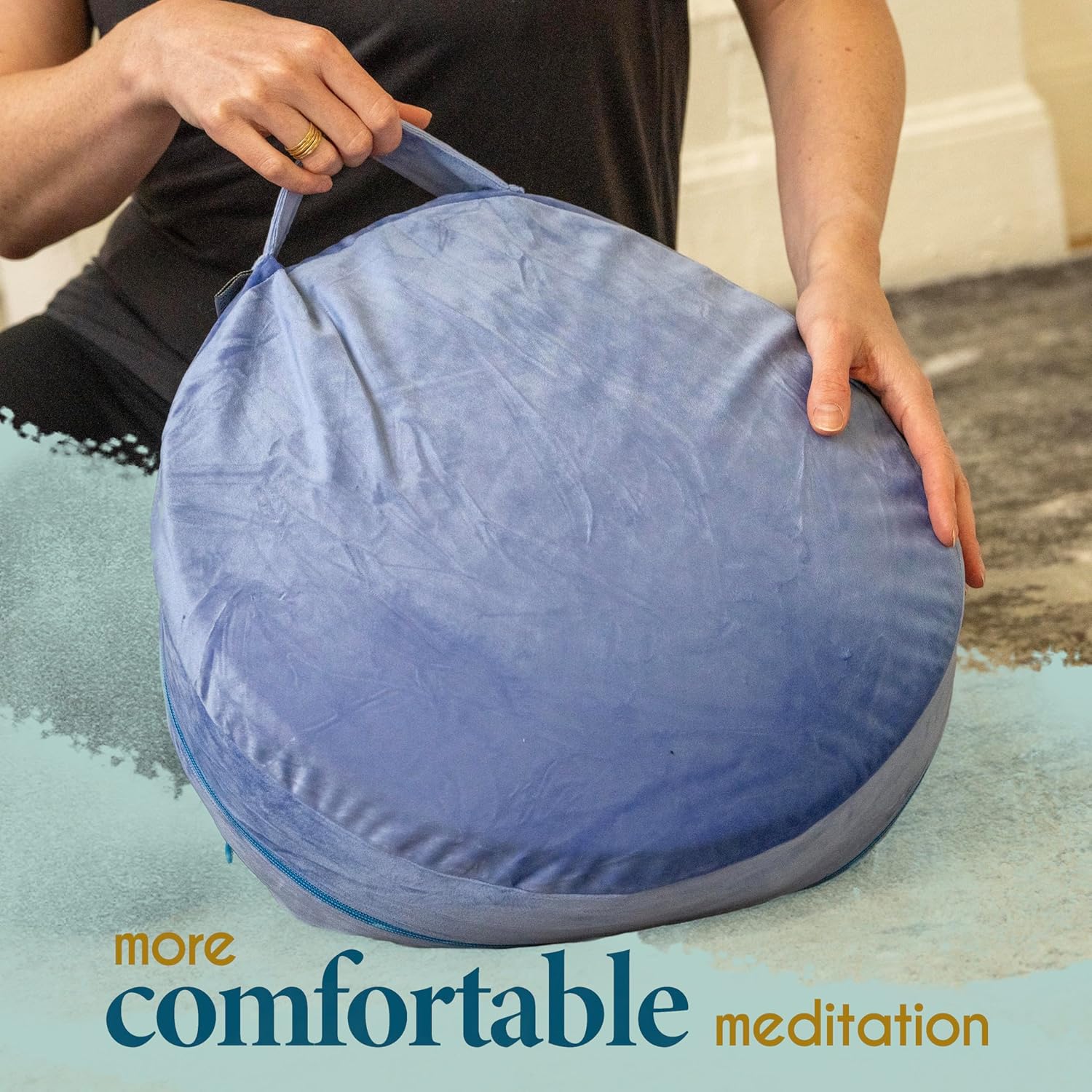 Florensi Meditationskissen (16 x 16 x 5 Zoll), großes Meditationskissen aus Samt, Premium-Yogakissen für Männer und Frauen, Yogakissen, Meditationskissen zum Sitzen auf dem Boden – Bild 2