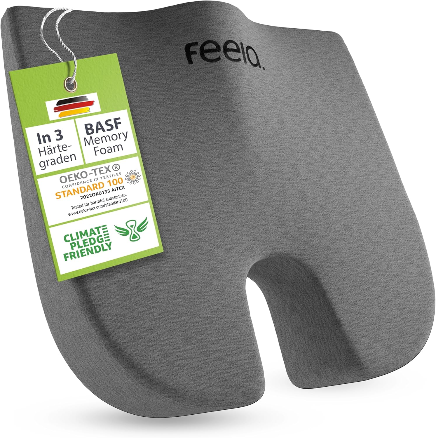 Feela. Orthopädisches Keilkissen (3 Härtegrade) – Haltungskorrektur aus Memory-Schaum für mehr Sitzkomfort und Linderung von Ischias – ideales Sitzkissen für Stuhl für Büro und Sofa (mittel)