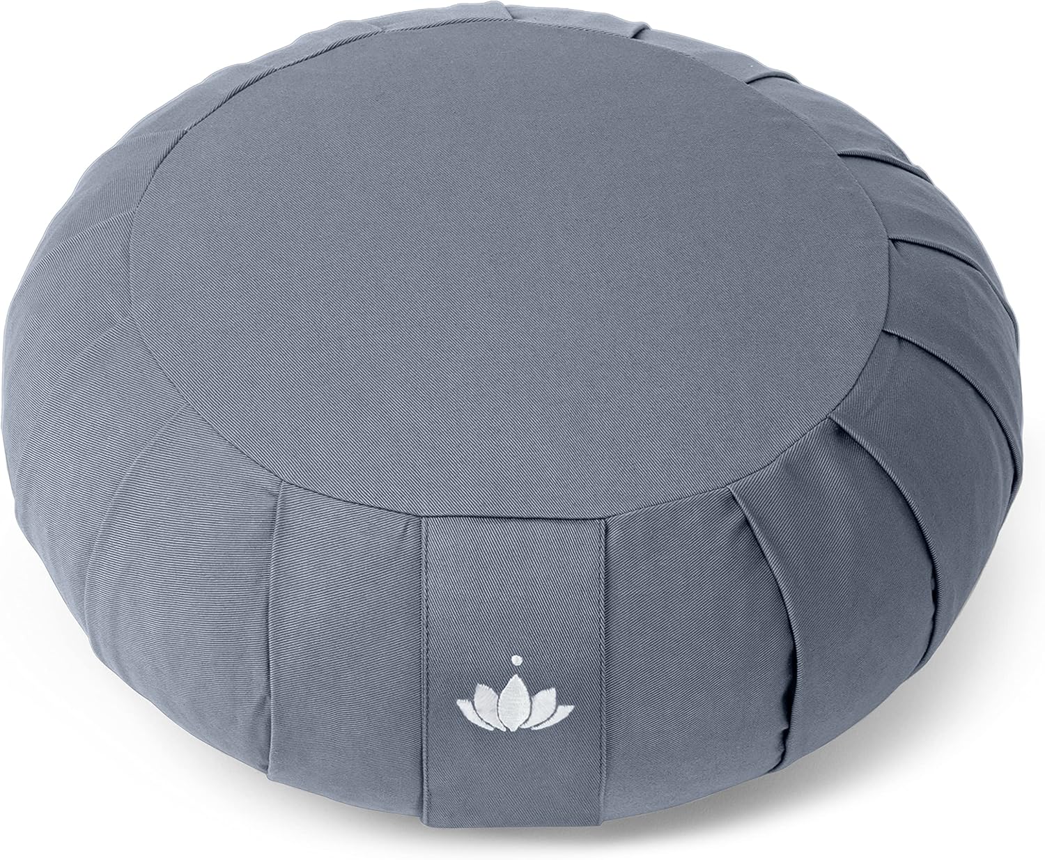 Lotuscrafts Zafu Zen Meditationskissen, Yogakissen, Sitzhöhe 15 cm, Yoga Zafu Kissen mit Dinkelfüllung, waschbarer Bezug aus Bio-Baumwolle, GOTS zertifiziert, mit Stickerei – Bild 4