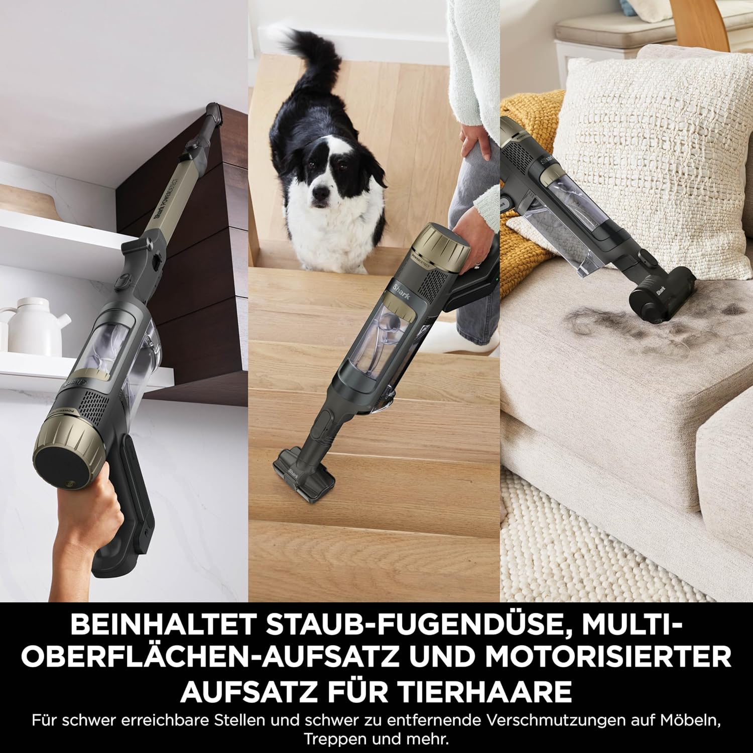 Shark PowerDetect Clean & Empty Akku-Staubsauger mit Saugstation, bis zu 70 Minuten Laufzeit, kabellos, selbstentleerend für Tierhaare, Allergiker, Teppiche und Hartböden, mit LED-Licht, Gold, IP3253EUT – Bild 15