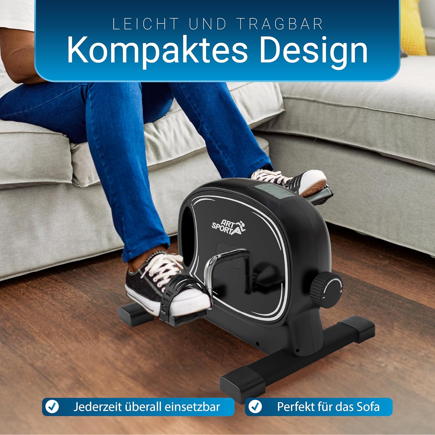 Juskys Sportivo Pedaltrainer, leiser Heimtrainer, Fitnessgerät, Senioren, Armtrainer, Beintrainer, Mini-Fahrrad für Zuhause – Bild 4