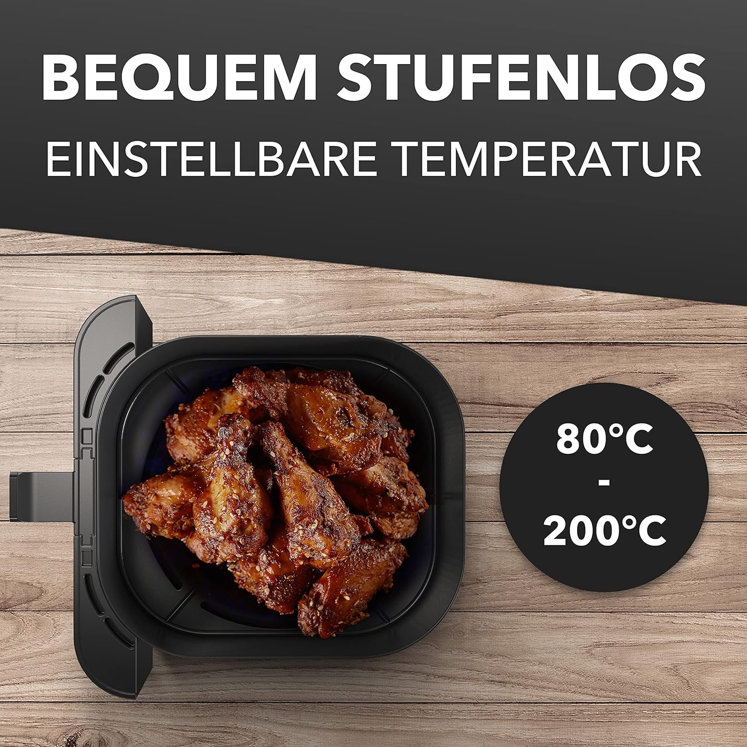 Clatronic FR 3782 H XXL Heißluftfritteuse – 5L Fritteuse | Heißluft für fettfreies Braten | Edelstahl-Airfryer mit digitalem Touchscreen | 360° Luftstrom | Heißluftfritteuse mit 8 Programmen – Bild 4