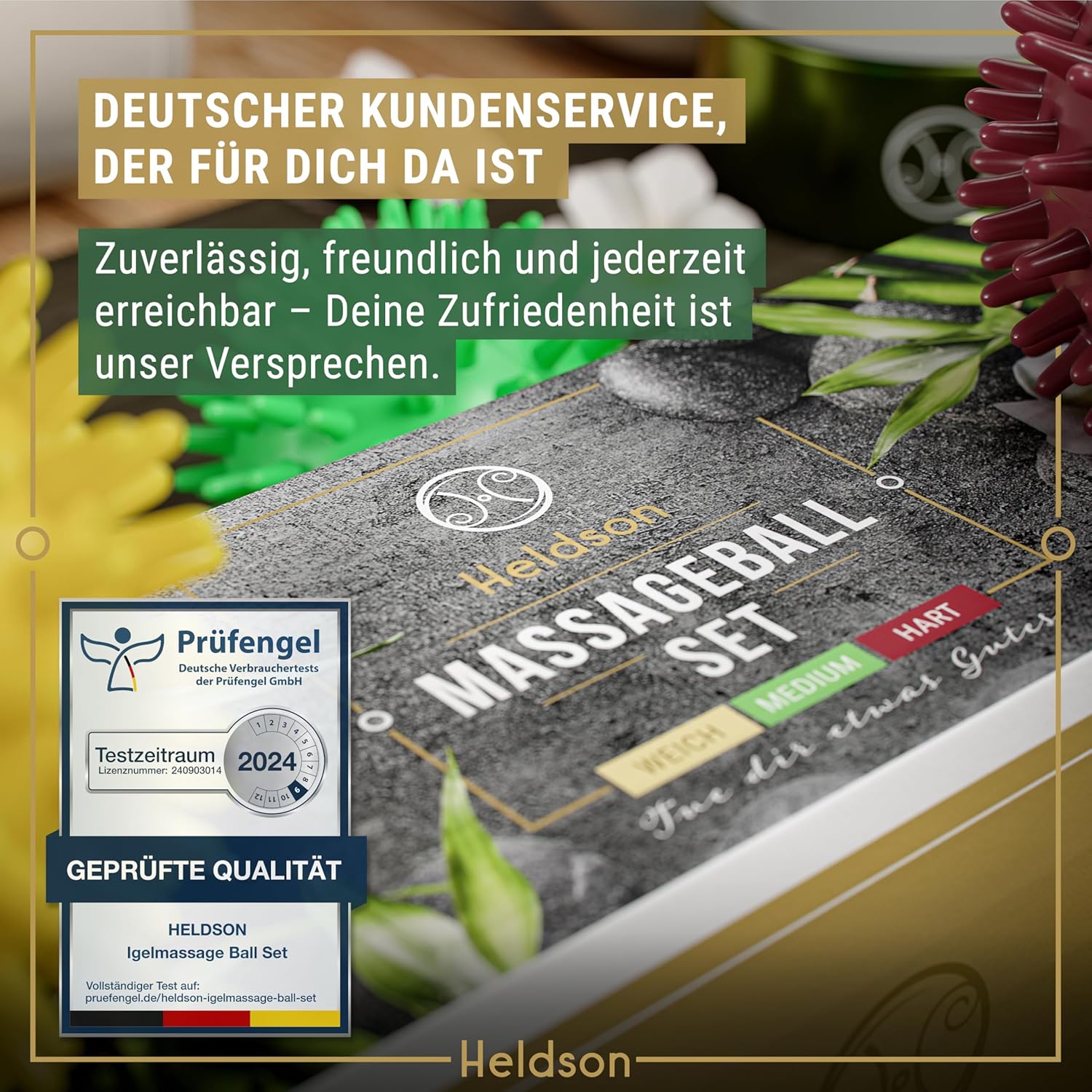 HELDSON Premium Massageball-Set (3 Härtegrade) – Igelball Fußmassage hart weich – Noppenball – Igelbälle klein – Faszienball Rücken – Massageball Faszien – Massageball Fuß – stachelige Ballnoppen – Bild 7