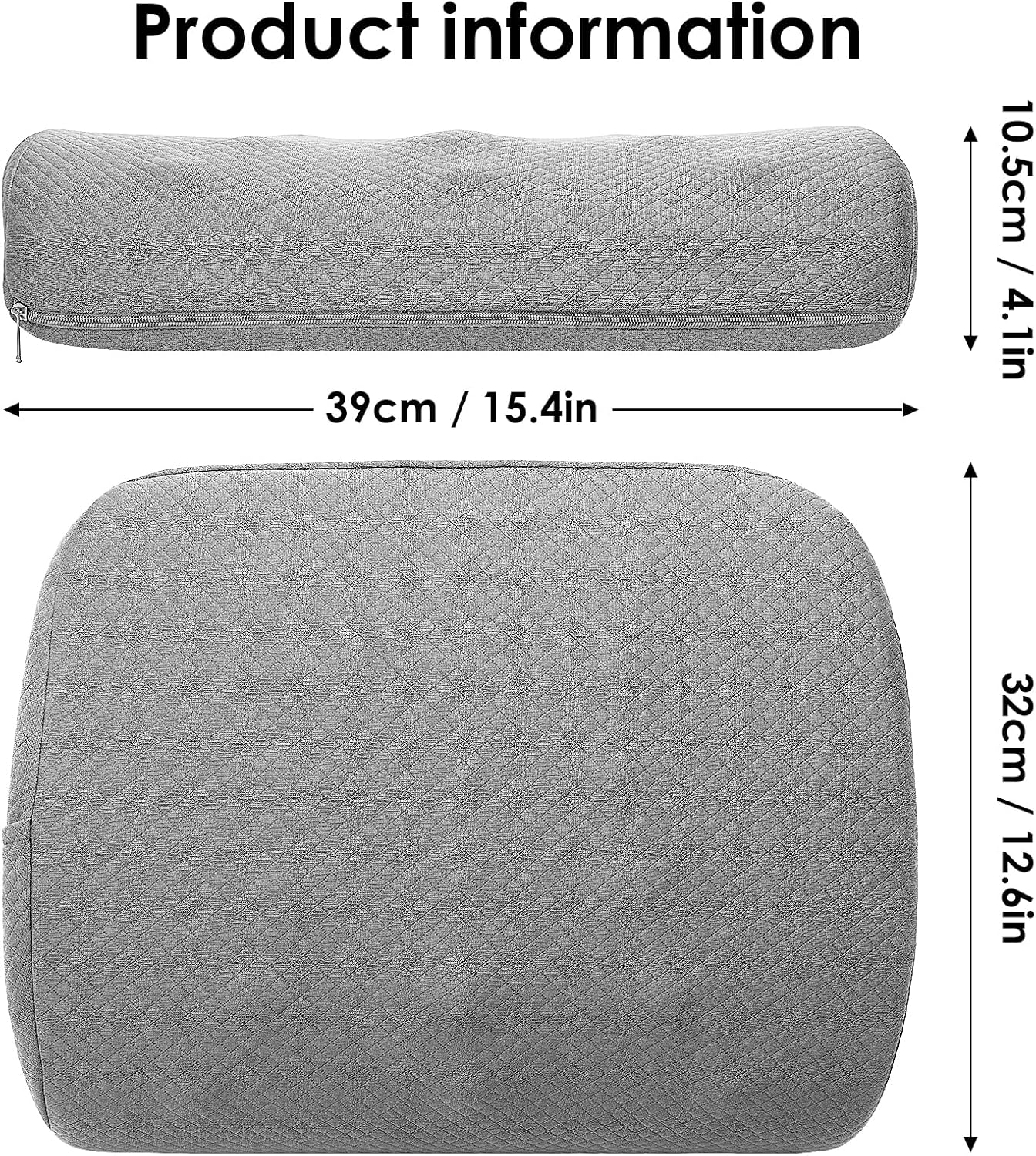 Auto-Lendenkissen, Memory-Schaum-Lendenwirbelstützkissen, Autositz-Rückenkissen, ergonomisches Rückenkissen für Auto, Zuhause, Büro, Rollstuhl, Grau – Bild 3