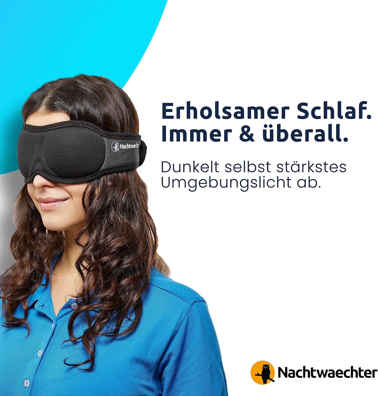Nachtwaechter 3D-Schlafmaske Anina, 100 % verdunkelnd, super bequeme Schlafmaske, perfekt für unterwegs, individuell anpassbar, inklusive praktischer Aufbewahrungstasche, atmungsaktiv – Bild 3