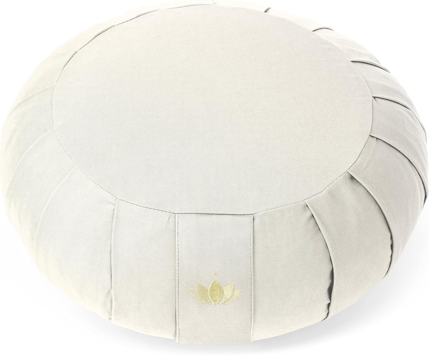 Lotuscrafts Zafu Zen Meditationskissen, Yogakissen, Sitzhöhe 15 cm, Yoga Zafu Kissen mit Dinkelfüllung, waschbarer Bezug aus Bio-Baumwolle, GOTS zertifiziert, mit Stickerei – Bild 4