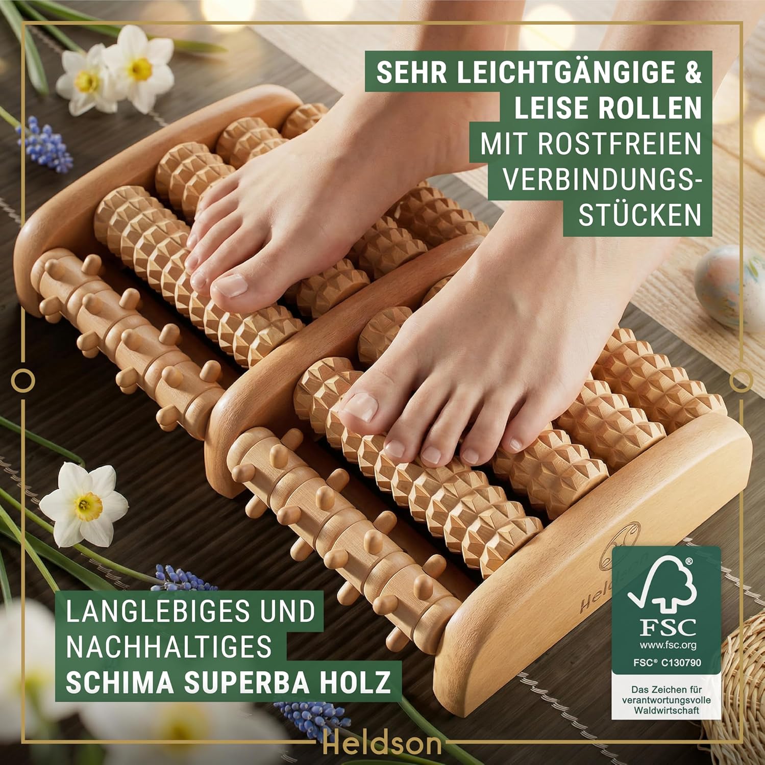 HELDSON Fußmassagerolle Holz – FSC100% – Fußmassagegerät – Massagerolle für Fußmassage – Fußmassagegerät – Fußmassagegerät – Fußmassagegerät – Fußmassagegerät für Füße – Fersensporn – Bild 5