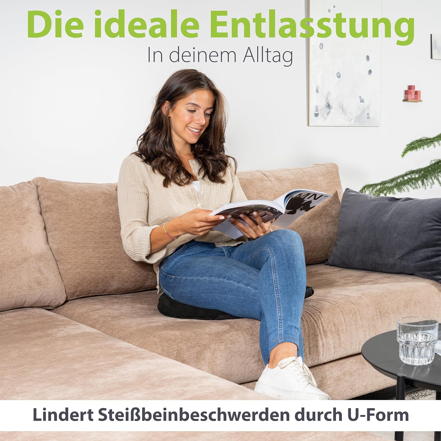 Feela. Orthopädisches Keilkissen (3 Härtegrade) – Haltungskorrektur aus Memory-Schaum für mehr Sitzkomfort und Linderung von Ischias – ideales Sitzkissen für Stuhl für Büro und Sofa (mittel) – Bild 5