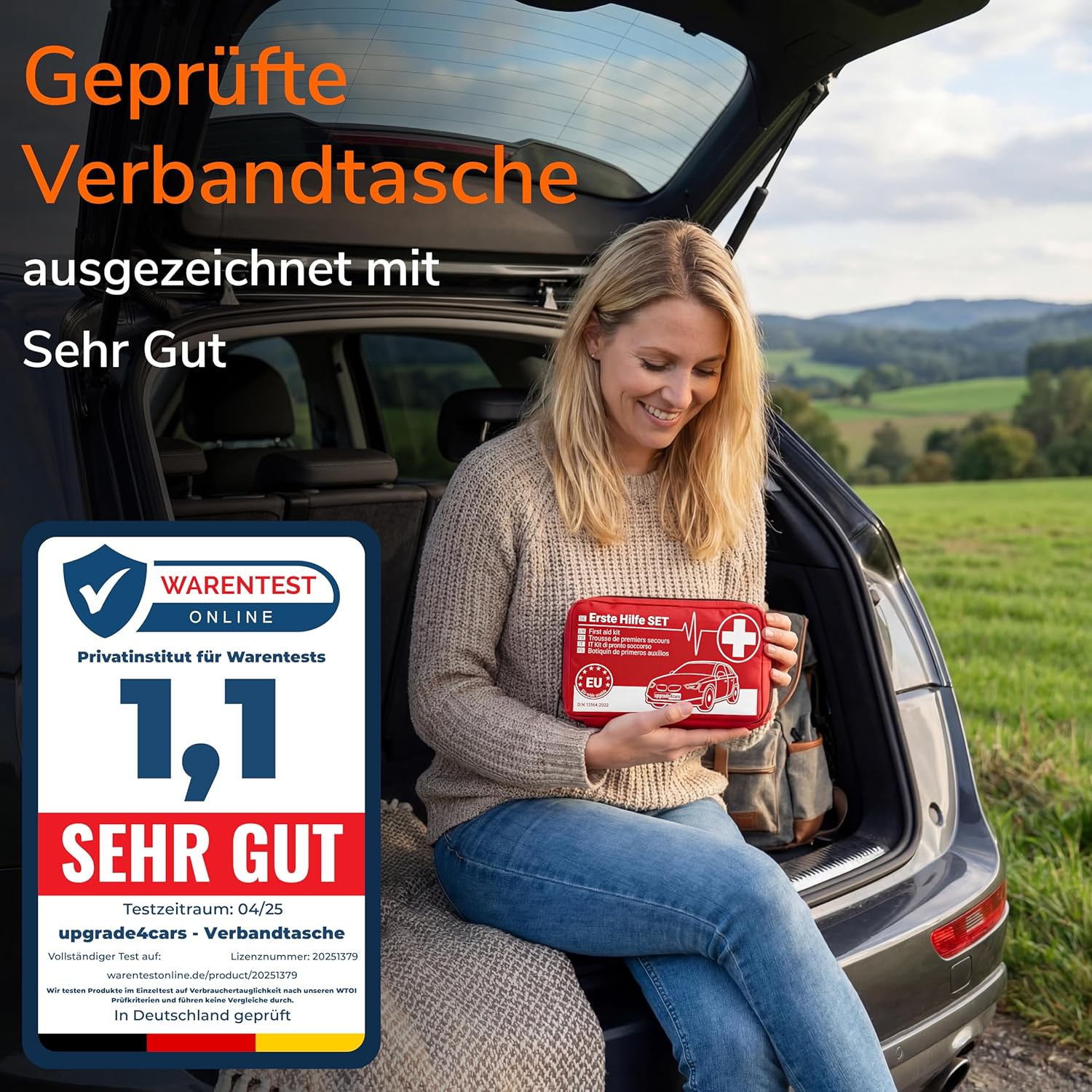 Upgrade4cars Auto-Verbandskasten 2026 DIN 13164, Erste-Hilfe-Set, europaweit gültige Erste-Hilfe-Tasche, auch für zu Hause und unterwegs – Bild 2