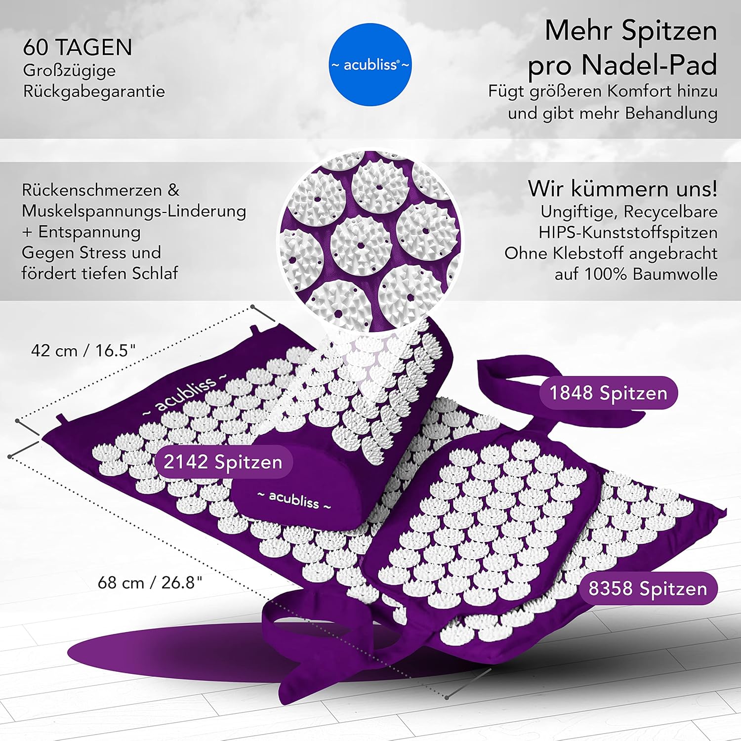 3er-Set Akupressurmatte, Lila – Bild 4