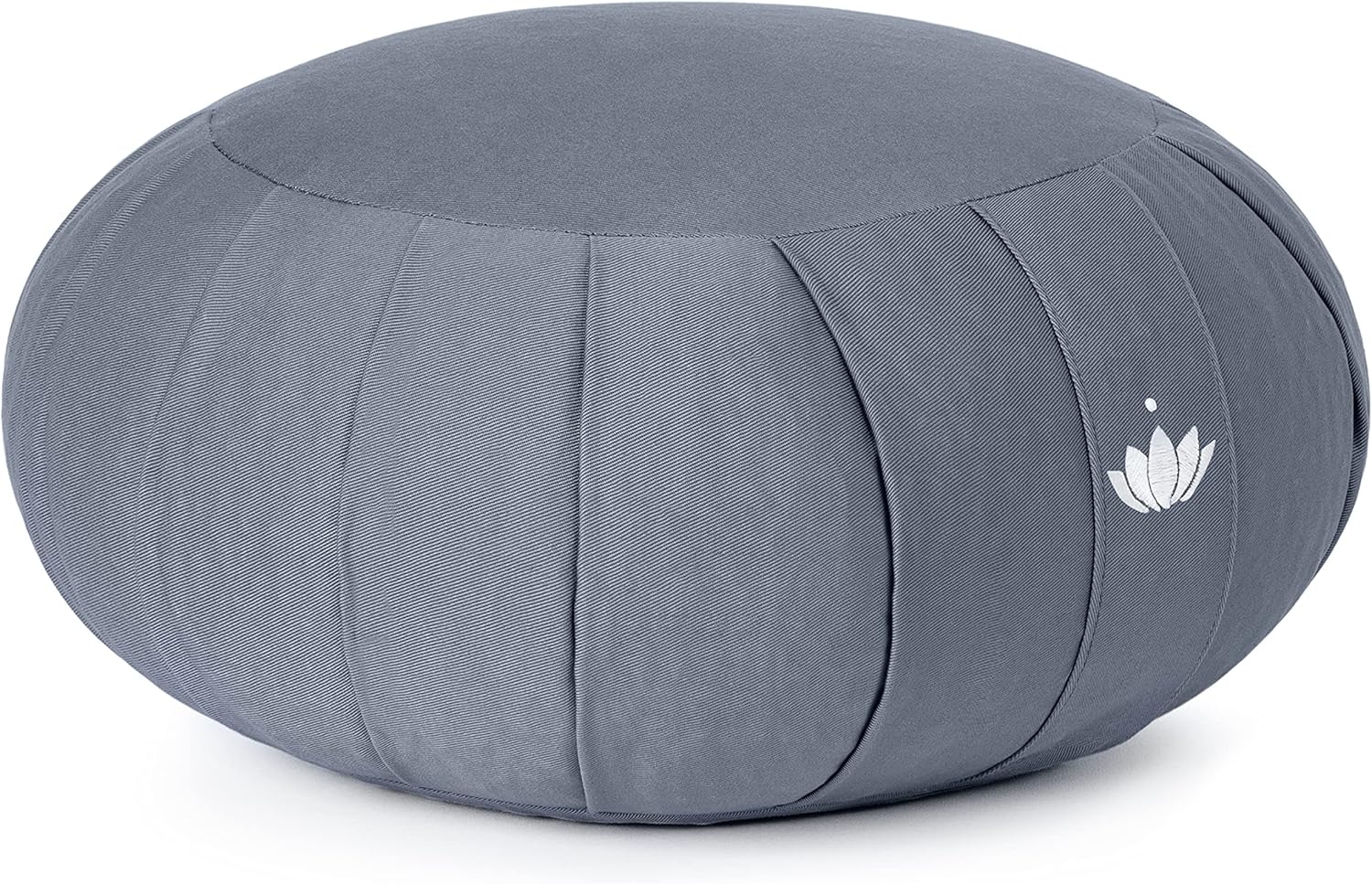 Lotuscrafts Zafu Zen Meditationskissen, Yogakissen, Sitzhöhe 15 cm, Yoga Zafu Kissen mit Dinkelfüllung, waschbarer Bezug aus Bio-Baumwolle, GOTS zertifiziert, mit Stickerei
