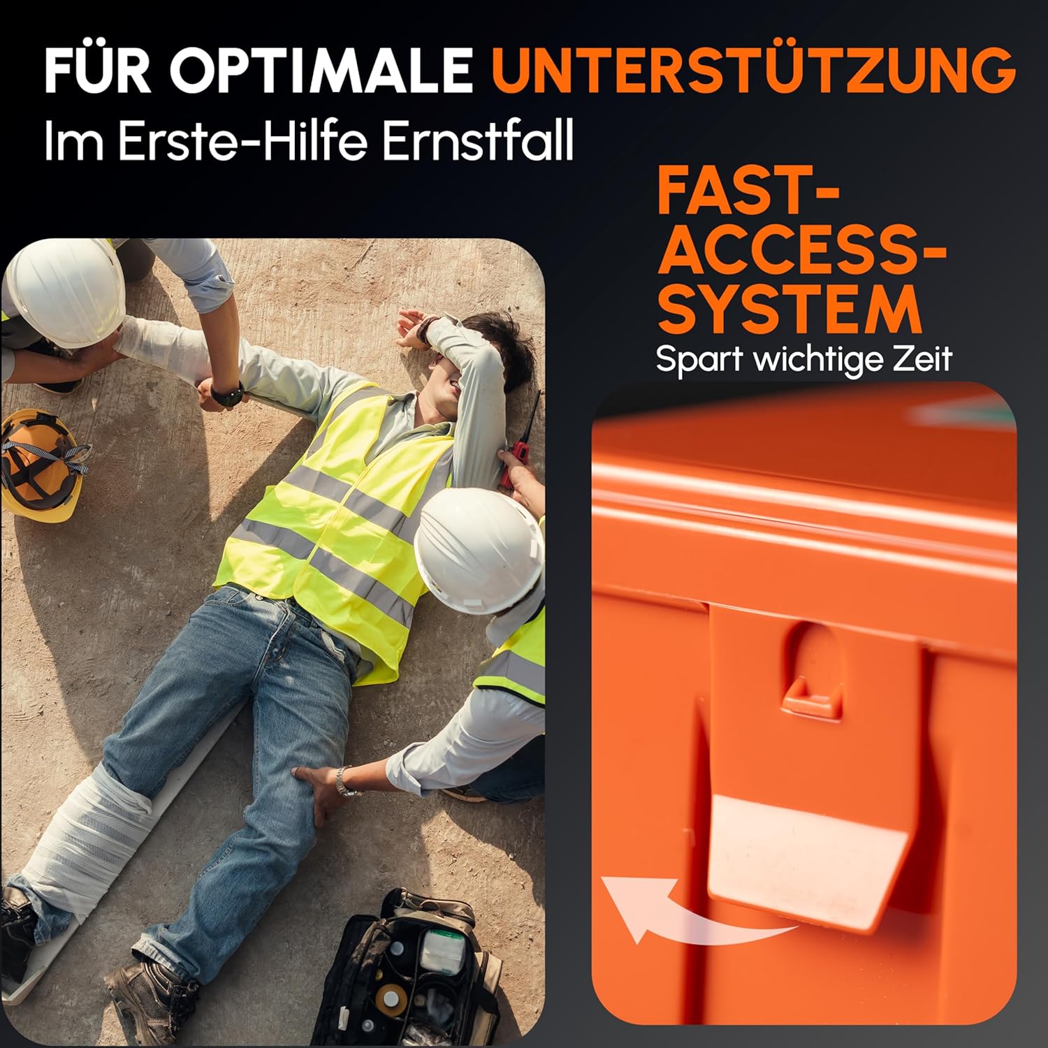Erste-Hilfe-Kasten Version 2026 nach DIN 13157:2021 inkl. Wandhalterung & Aufkleber, universeller Erste-Hilfe-Koffer für Gewerbe, Haushalt oder Gastronomie – Büro-Erste-Hilfe-Kasten gefüllt, Sanitärkasten – Bild 6