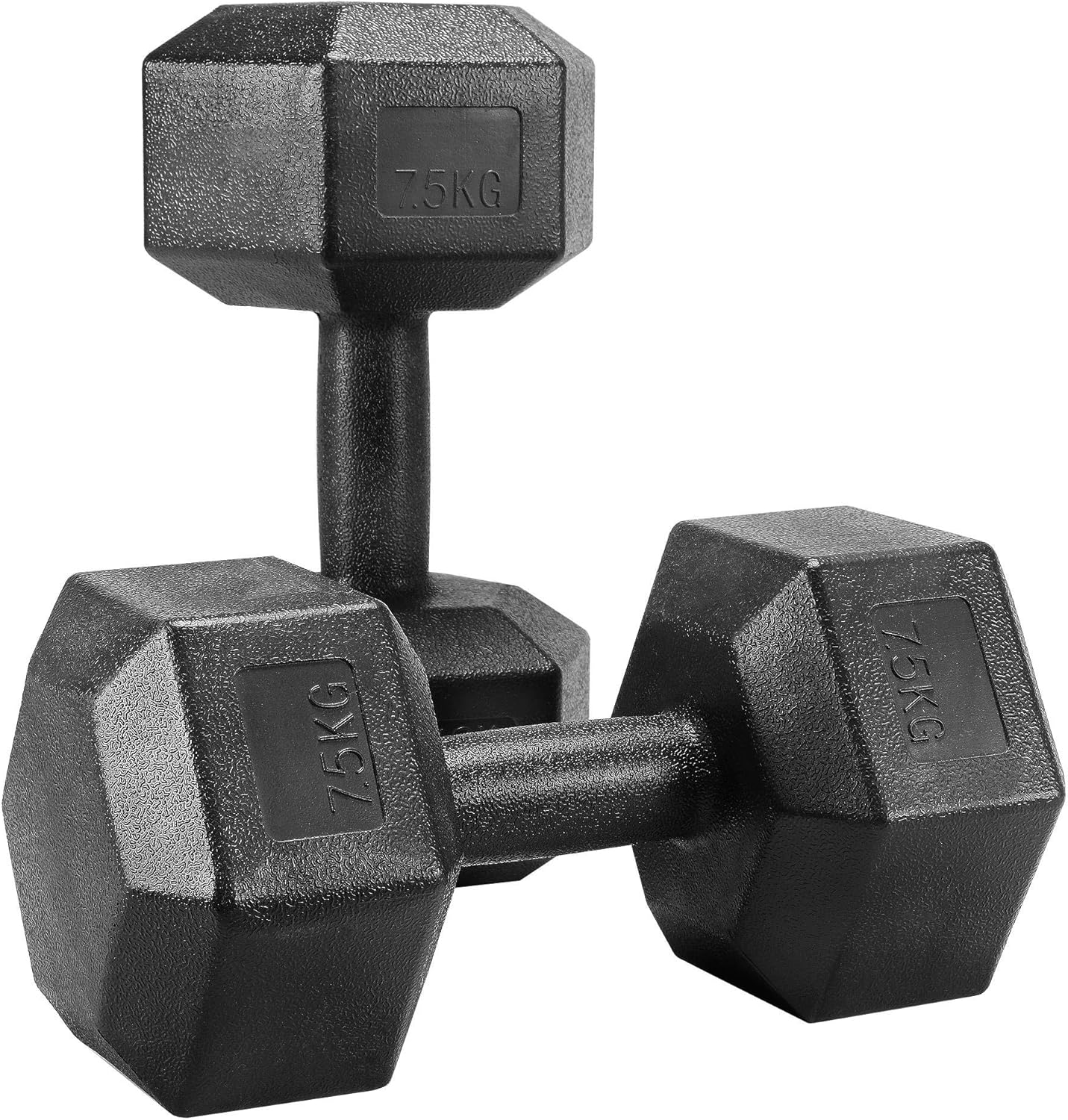 Yaheetech 2er-Set Kurzhanteln 5/7,5/10 kg, Hanteln aus Gummi, Gusseisen, Sechskant-Hanteln, Gewichte, Training für Aerobic, Gymnastik und Fitness
