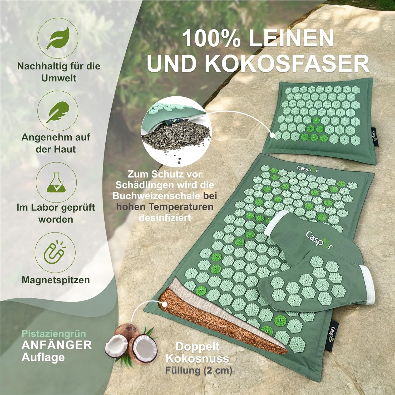 Akupressurmatten-Set mit Kissen, Tasche, Massagehandschuhen, Akupunkturmatte, Entspannungsgeschenk, Massagematte, Akupressurmatte hilft bei Verspannungen, Rückenschmerzen Caspor – Bild 2