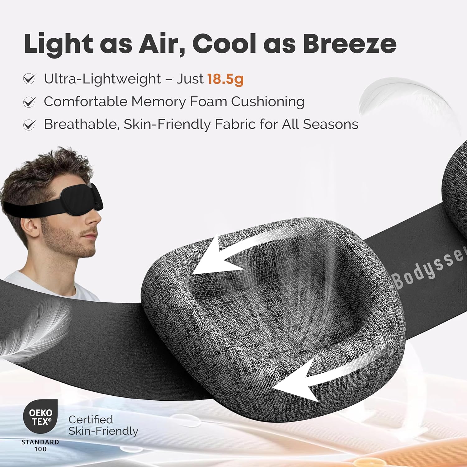 3D Schlafmaske Schlafmaske - 100% Verdunkelung, druckfrei, verstellbare Augenmuscheln, ultraleichte Maske, Damen & Herren, Seitenschläfer, Erwachsene & Kinder, Einschlafhilfe Geschenk (Schwarz) – Bild 3