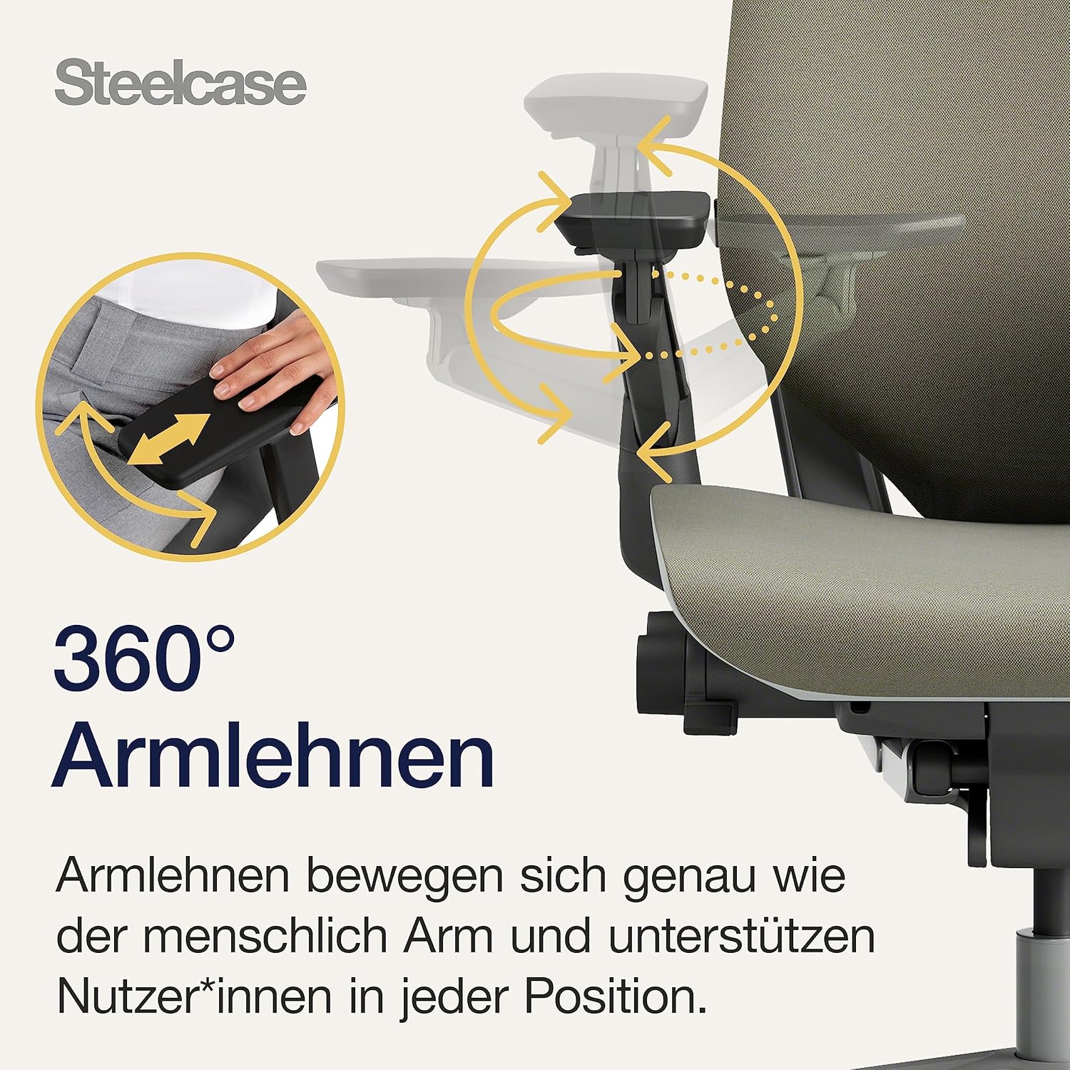 Steelcase Gesture Bürostuhl mit Bezug in Trüffel mit Kopfstütze – Bild 6
