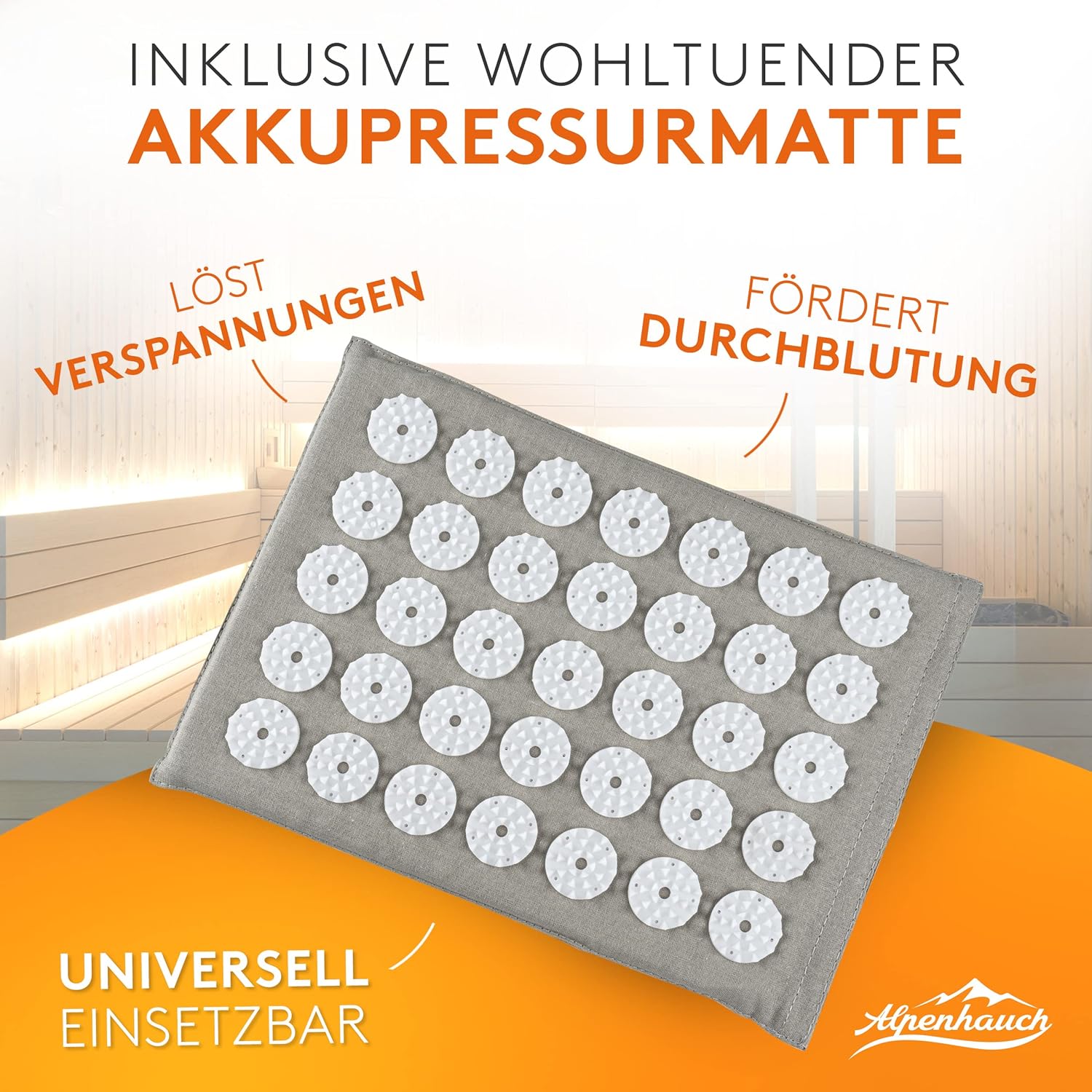 ALPENHAUCH – Fußmassageroller aus Echtholz mit Akupressurmatte – revitalisierendes Fußmassagegerät mit Noppen – stimulierender Fußmassageroller – Fußmassage bei Fersensporn und Plantarfasziitis – Bild 3