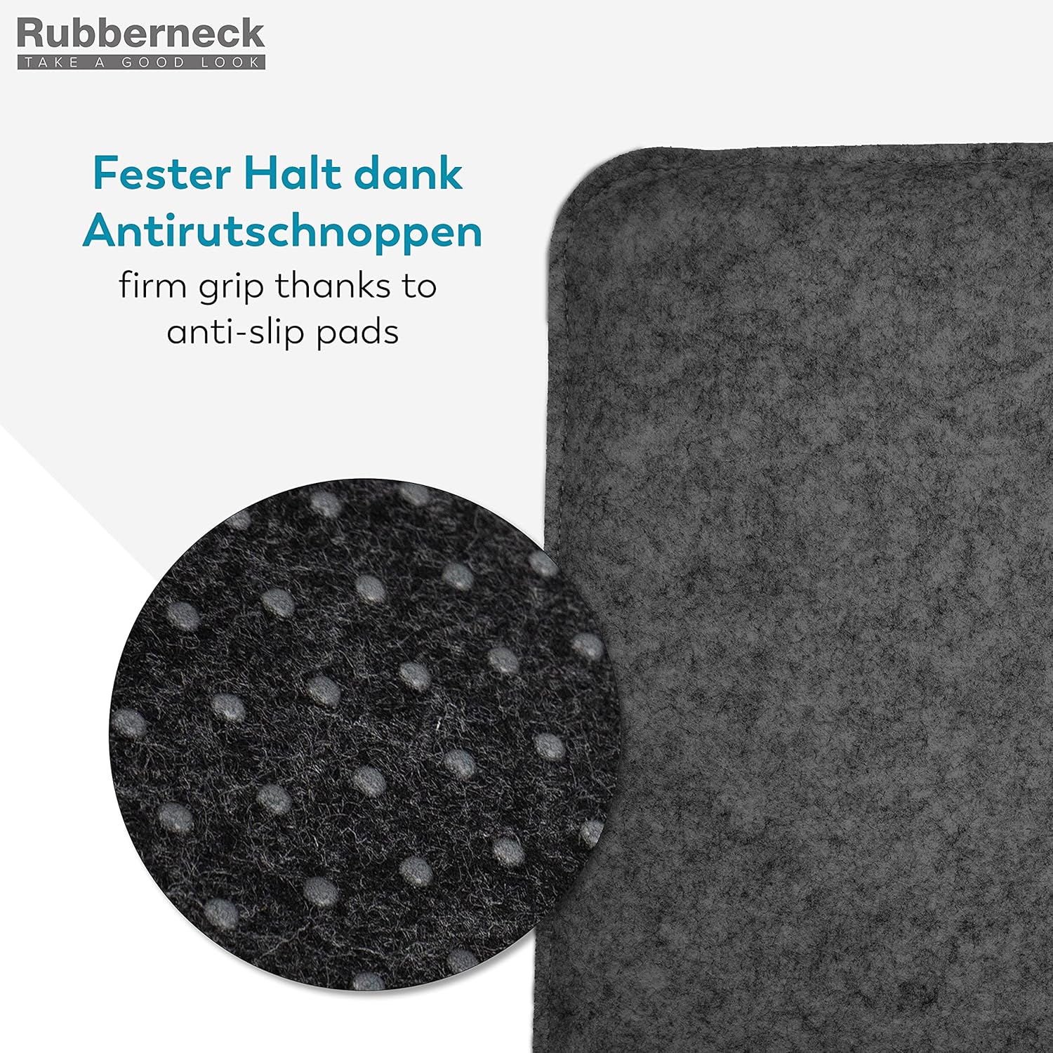 Rubberneck 4er-Set rutschfeste Filz-Sitzkissen, quadratische Stuhlkissen mit rutschfesten Noppen, dunkelgrau – Bild 4