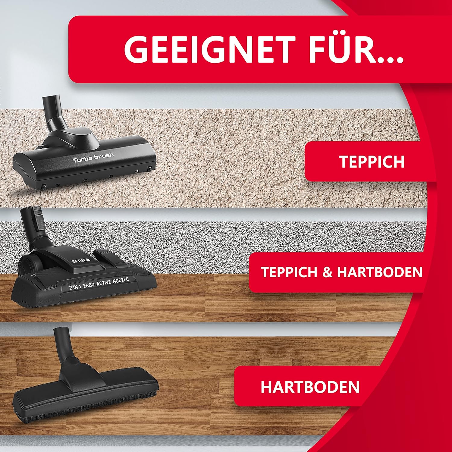 arnica - Beutelloser Staubsauger 750 Watt I 70 dB I 5 Düsen ideal für Tierhaare I 3 Liter I HEPA 13 Filter für Allergiker I Beutelloser Staubsauger klein I Staubsauger I Staubsauger I Staubsauger Tierhaare Braun – Bild 4