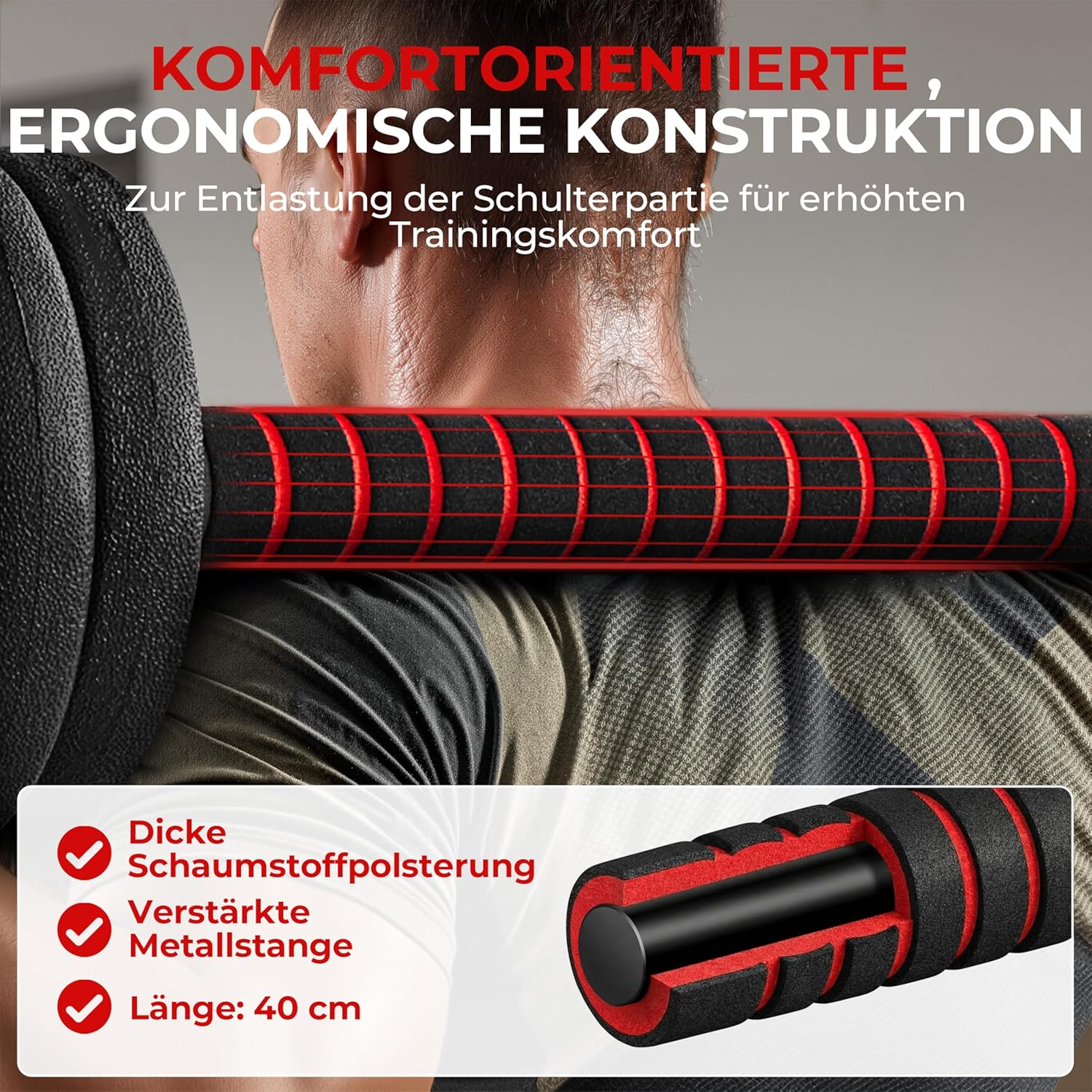 Yaheetech Kurzhantel-Set mit Verbindungsstange, verstellbare Kurzhanteln und Langhantel-Set, 20 kg freie Gewichte mit 12 Hantelscheiben und doppelten Sicherheitsverschlüssen für das Krafttraining zu Hause – Bild 6
