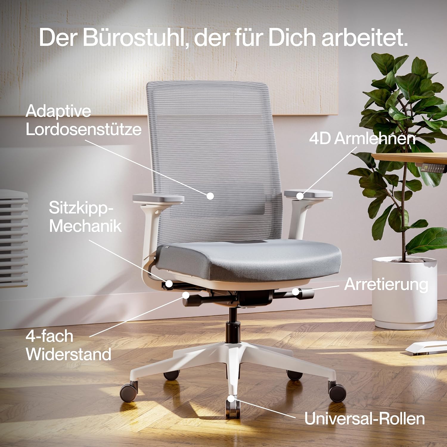 Active Bürostuhl mattschwarz, Testsieger, ergonomischer Schreibtischstuhl mit Sitzneigungsfunktion und adaptiver Lordosenstütze, stufenlos verstellbarer Bürostuhl für höchste Sitzposition, Drehstuhl – Bild 2