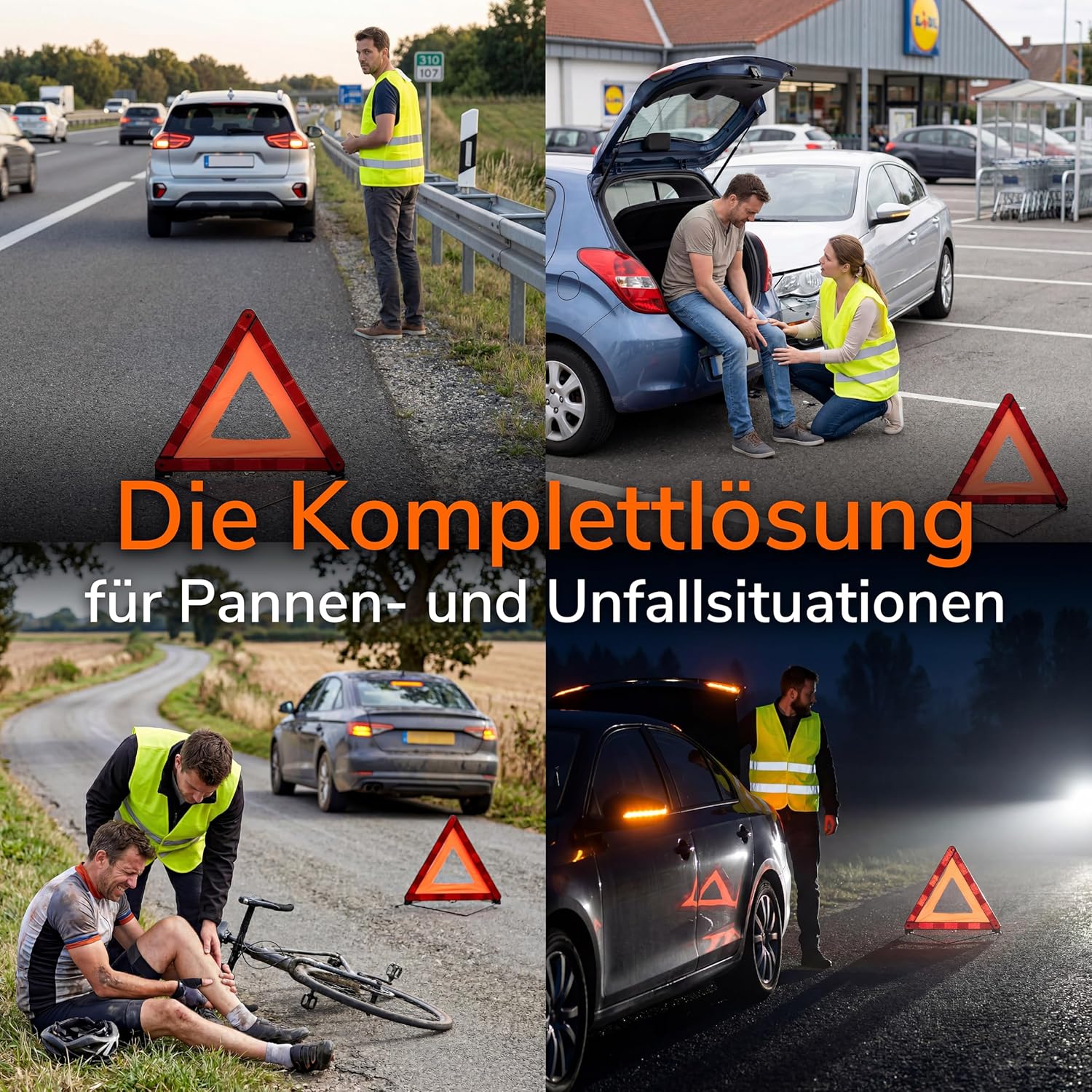 Upgrade4cars Kfz-Verbandskasten 2026 mit Warndreieck & Warnweste nach aktueller Norm DIN 13164, europaweit gültige Kfz-Kombitasche, Erste-Hilfe-Pannenset, Unfallzubehör – Bild 6