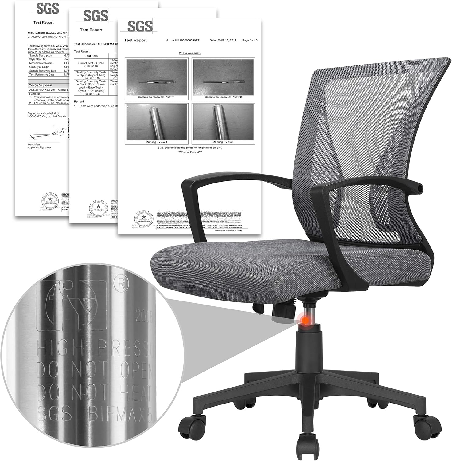 Yaheetech Ergonomischer Bürostuhl, Schreibtischstuhl mit Netzbezug, Arbeitsstuhl mit Armlehnen, Netz-Chefsessel, höhenverstellbarer Computerstuhl, Belastbarkeit 136 kg, atmungsaktiv, Wippfunktion, dunkel – Bild 7