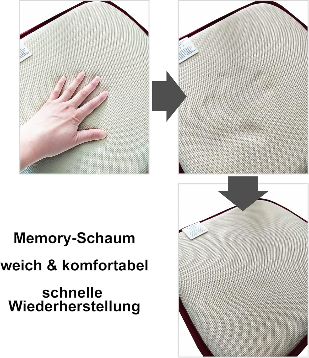 Bequemes und praktisches Gelkissen, 40 x 40 cm, Stuhlkissen mit modernem Memory-Schaum, gepolstertes Sitzkissen, Outdoor- und Indoor-Gartenkissen, Stuhlkissen, rutschfest, Farbe: Hellgrau, 4er-Set – Bild 7