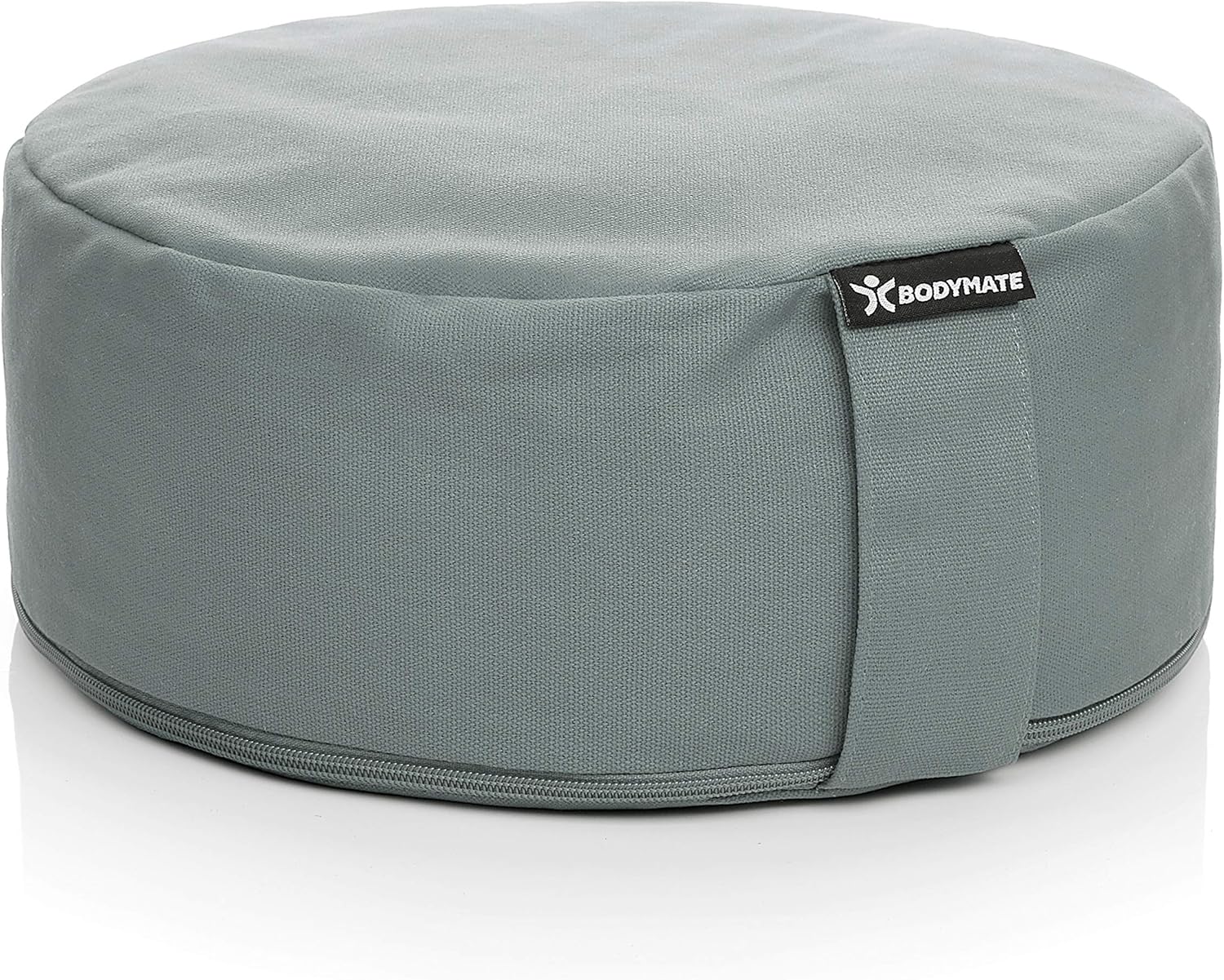 BODYMATE rundes Yogakissen 31cm Durchmesser 13cm hoch mit Buchweizenfellfüllung – maschinenwaschbarer Bezug aus 100% extra dicker Baumwolle – Meditationskissen – Sitzkissen