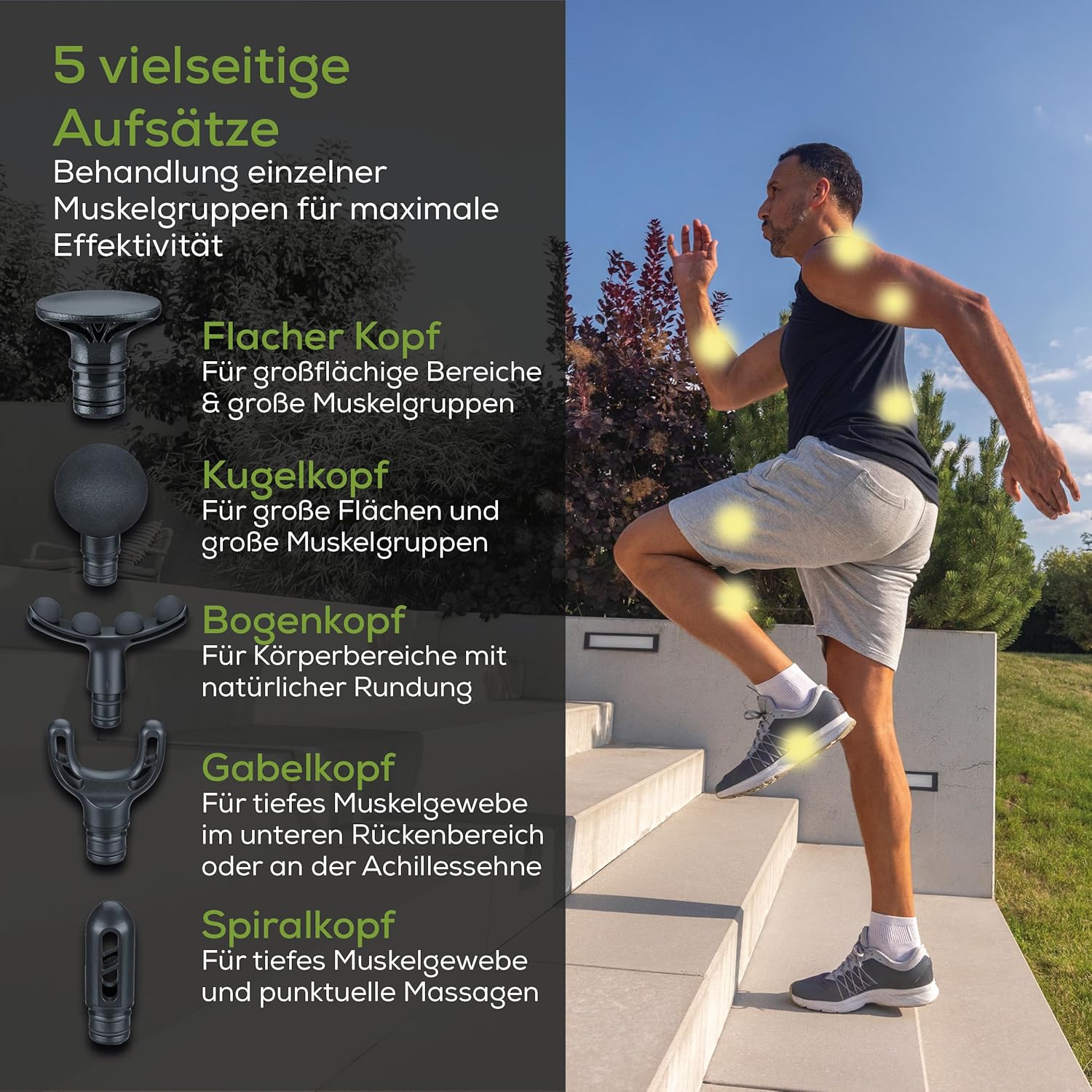 Beurer PowerReload Massagepistole, professionelle Triggerpunktmassage zur Entspannung & Regeneration, kraftvolles Muskelmassagegerät mit 5 Aufsätzen, 5 Intensitätsstufen, extrem leise & Akku bis zu – Bild 5