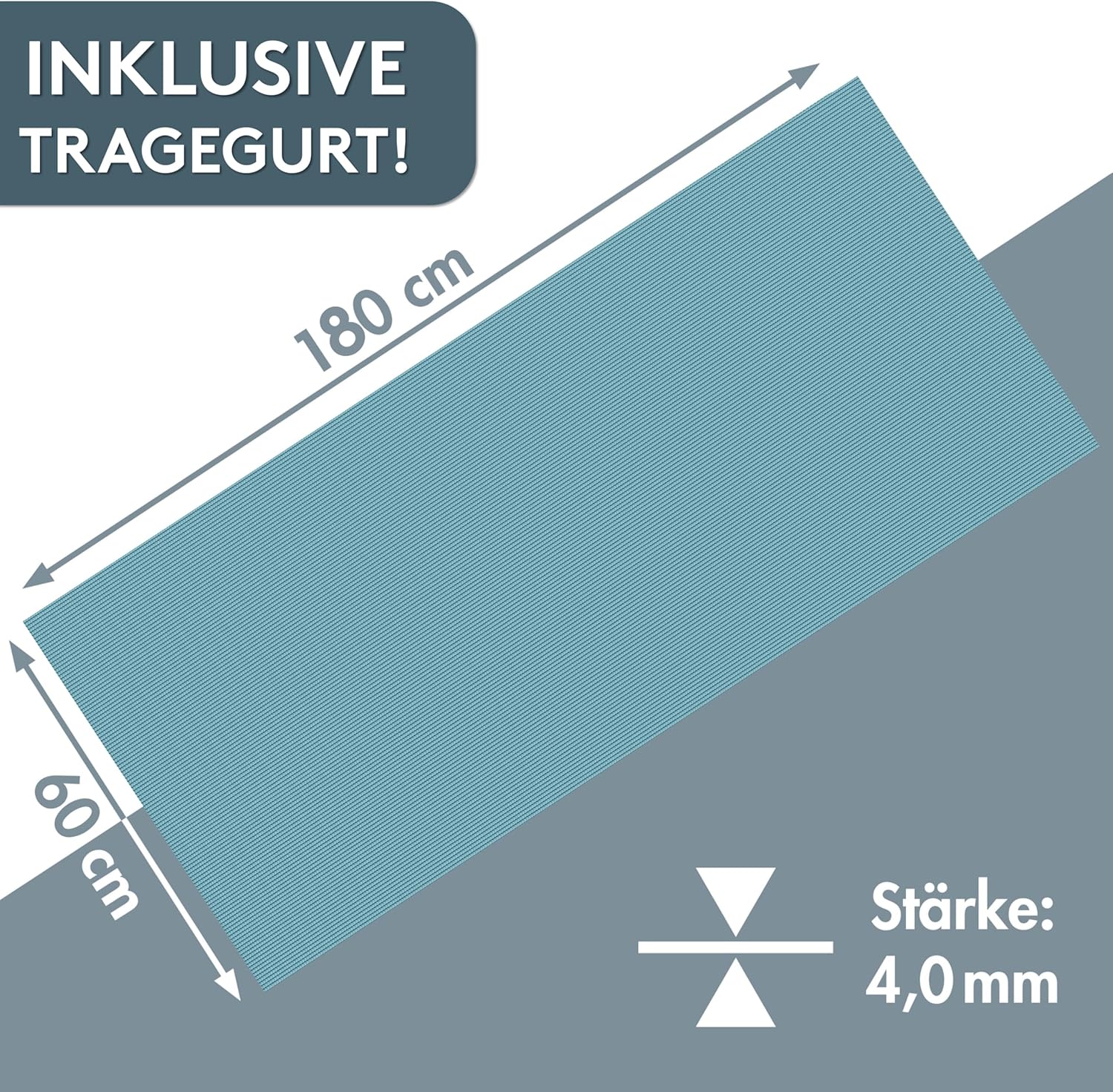 LILENO SPORTS Yogamatte (180x60cm) inkl. Tragegurt - Sport- und Yogamatte extra rutschfest in 4 mm Dicke - Gymnastikmatte und Fitnessmatte für Workout und Yoga - Sportmatte für Zuhause – Bild 4
