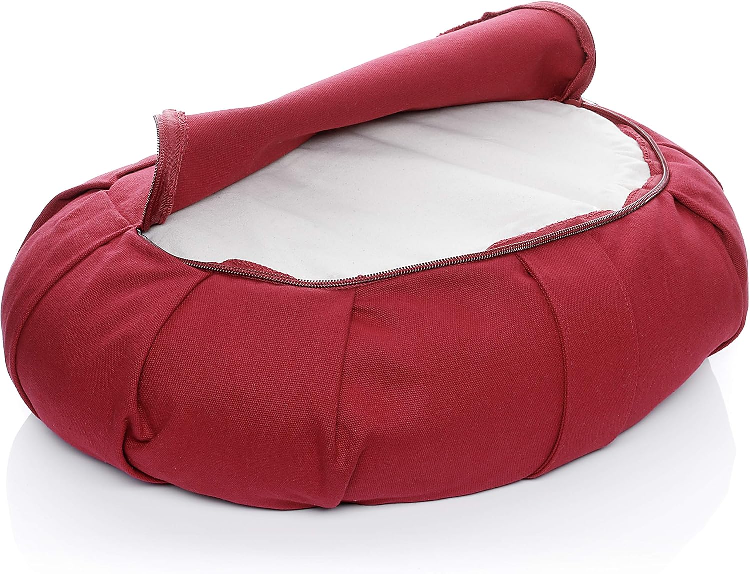 BODYMATE Halbmond-Yogakissen 42 cm lang, 30 cm breit und 15 cm hoch mit Buchweizenschalenfüllung – maschinenwaschbarer Bezug aus 100 % extra dicker Baumwolle – Meditationskissen – Sitzkissen – Bild 5
