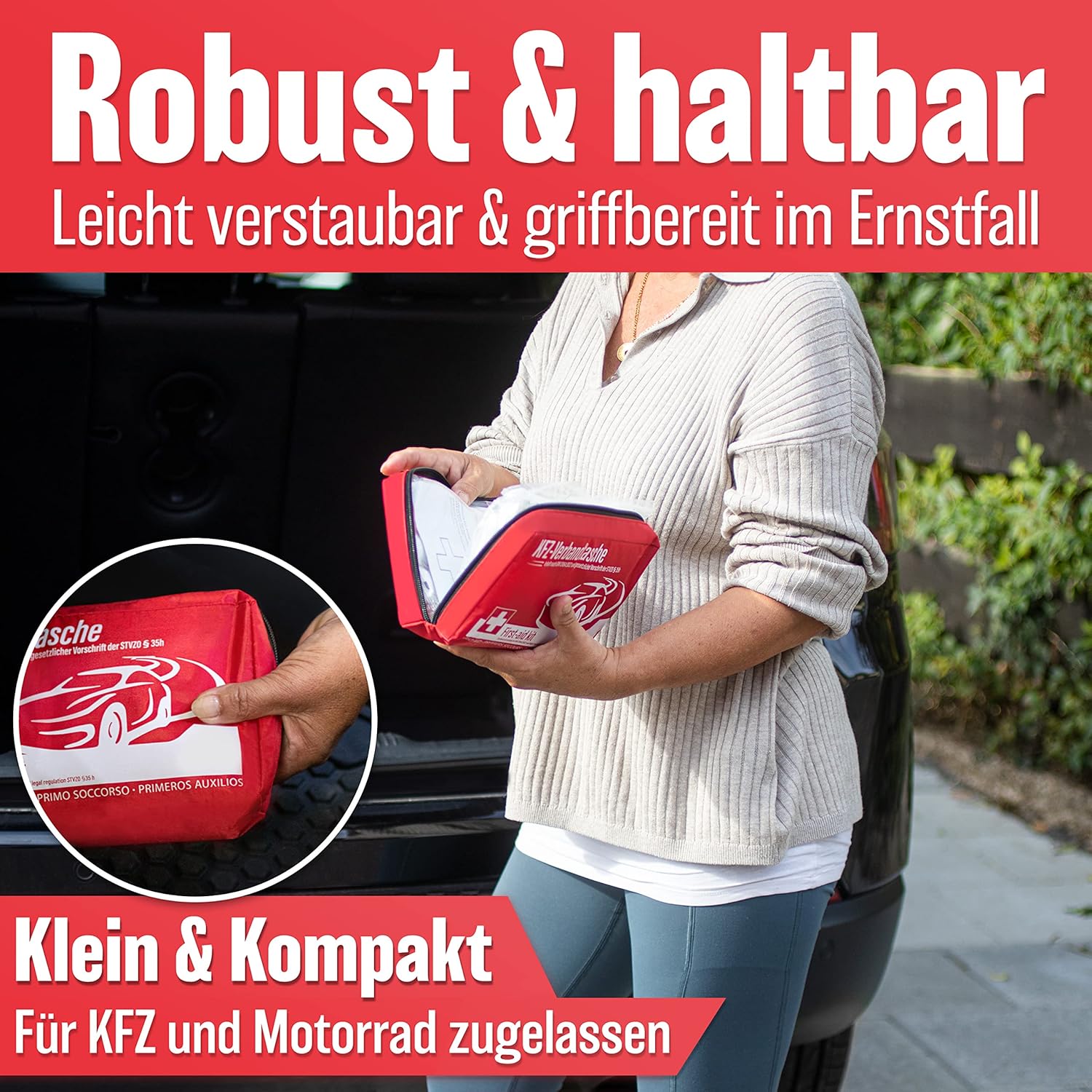 HELDENWERK Auto-Verbandstasche nach aktueller Norm 2026 – Europa einsetzbar – Erste-Hilfe-Set KFZ-Verbandtasche DIN 13164:2022 (StVO konform) – Bild 3
