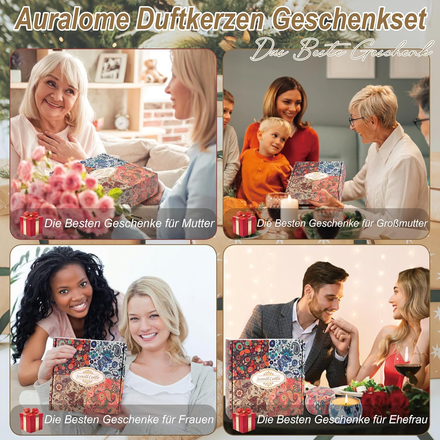 Duftkerzen-Geschenkset, Duftkerzen-Set – Geschenke, Kerze, Geschenkkerzen-Set, Weihnachten, kleine Weihnachtsgeschenke, Kerzen in Dosen mit Deckel für Frauen, Damen, Kollegen, Geschenk, 4 Stück – Bild 8